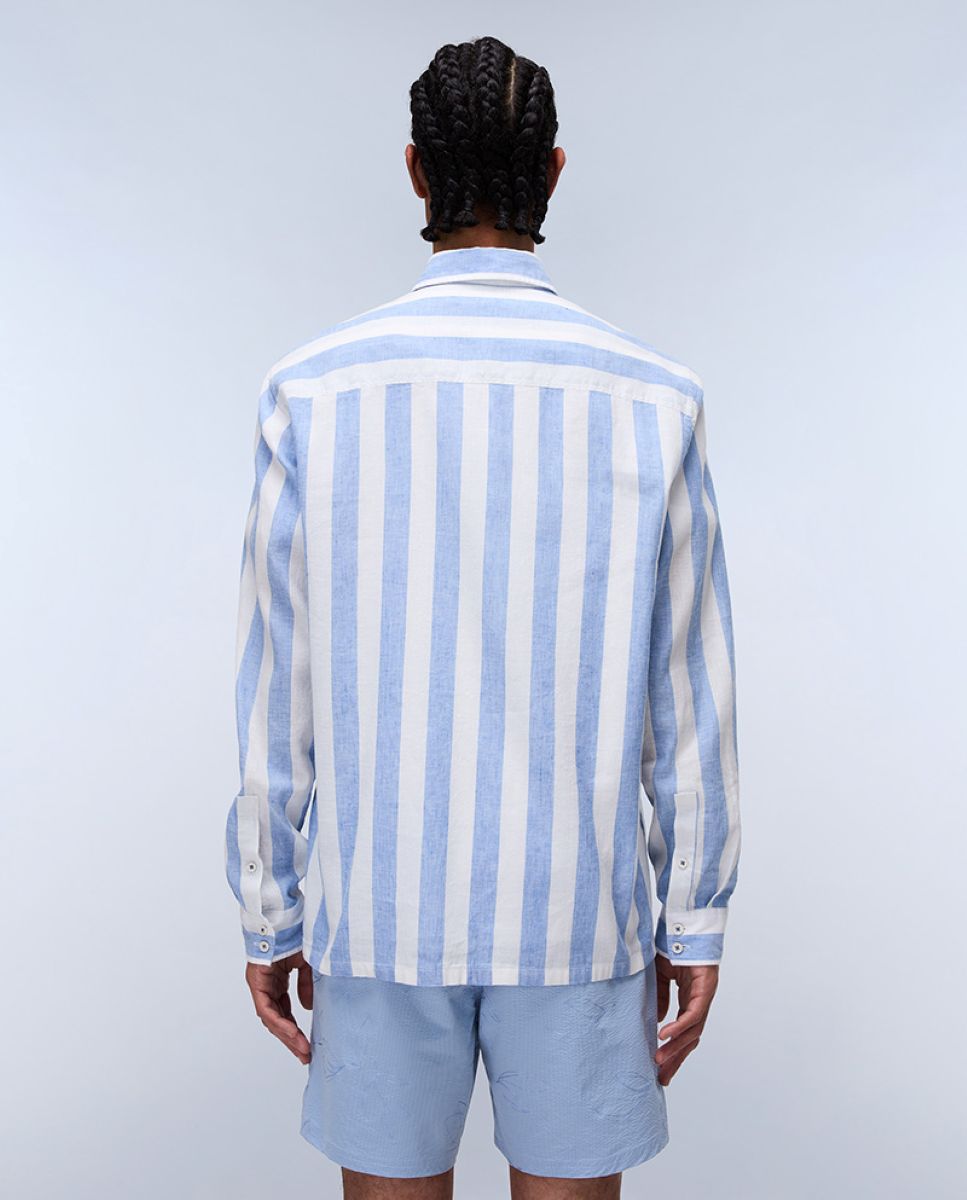 Imagen 4 de Camisa de hombre brolio ls de corte relaxed de manga larga - Napapijri - Azul / Blanco Azul/Blanco