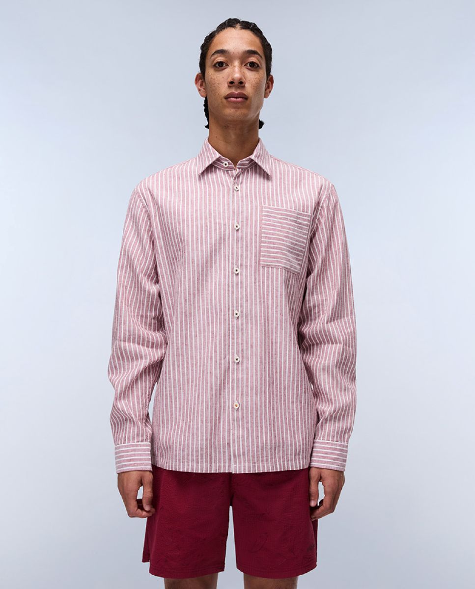 Imagen 0 de Camisa de hombre brolio ls de corte relaxed de manga larga Blanco / Rojo