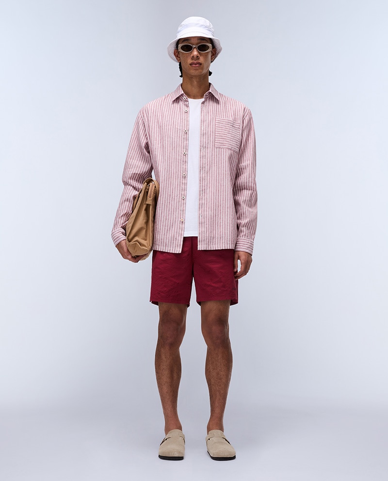 Imagen 3 de Camisa de hombre brolio ls de corte relaxed de manga larga - Napapijri - Blanco / Rojo Blanco / Rojo