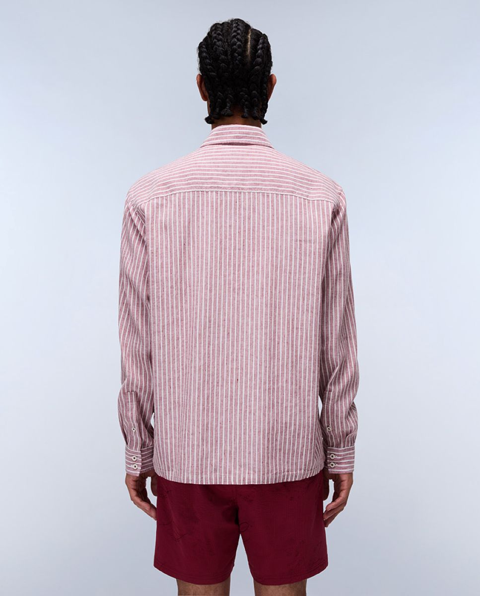 Imagen 4 de Camisa de hombre brolio ls de corte relaxed de manga larga - Napapijri - Blanco / Rojo Blanco / Rojo