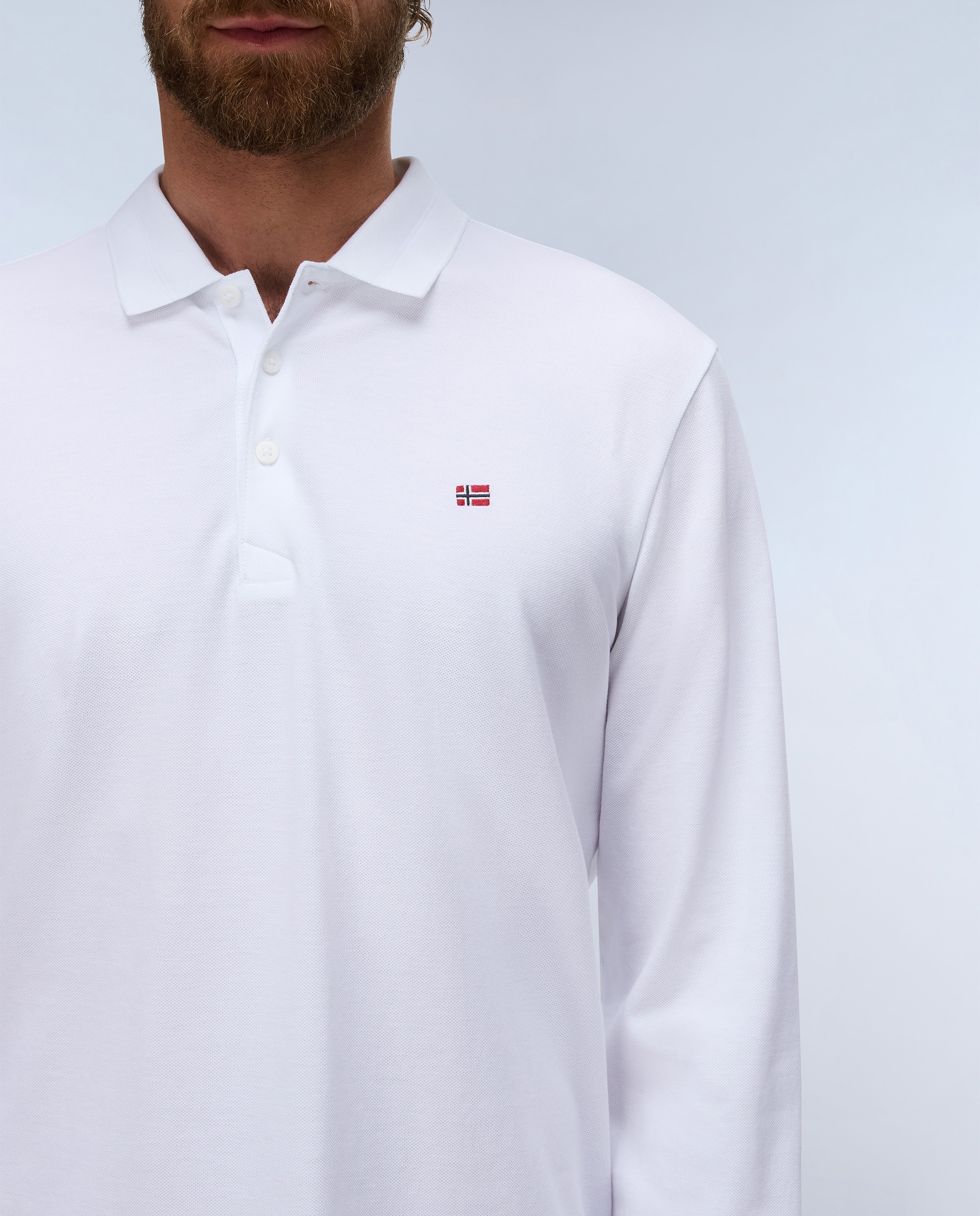 Polo de piqué de hombre de manga larga - Napapijri - Blanco Blanco-3