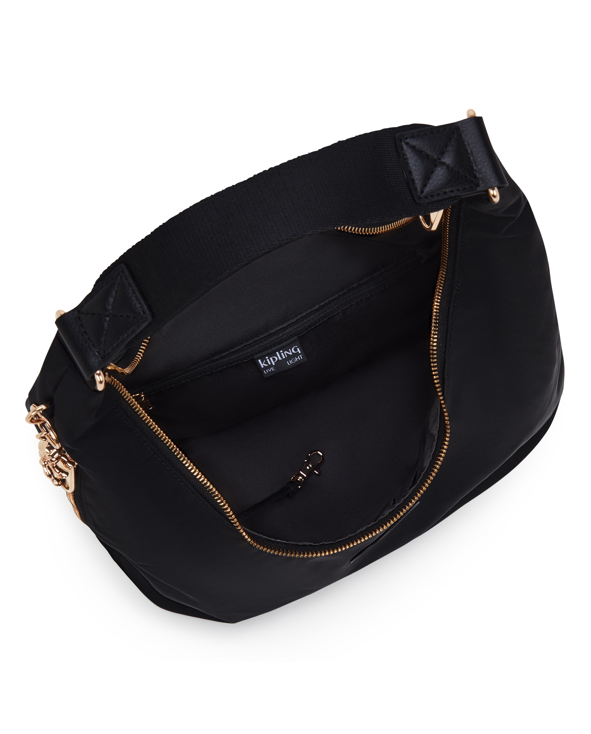 Bolso de hombro mediano con cremallera metálica - Kipling - Negro Negro-2