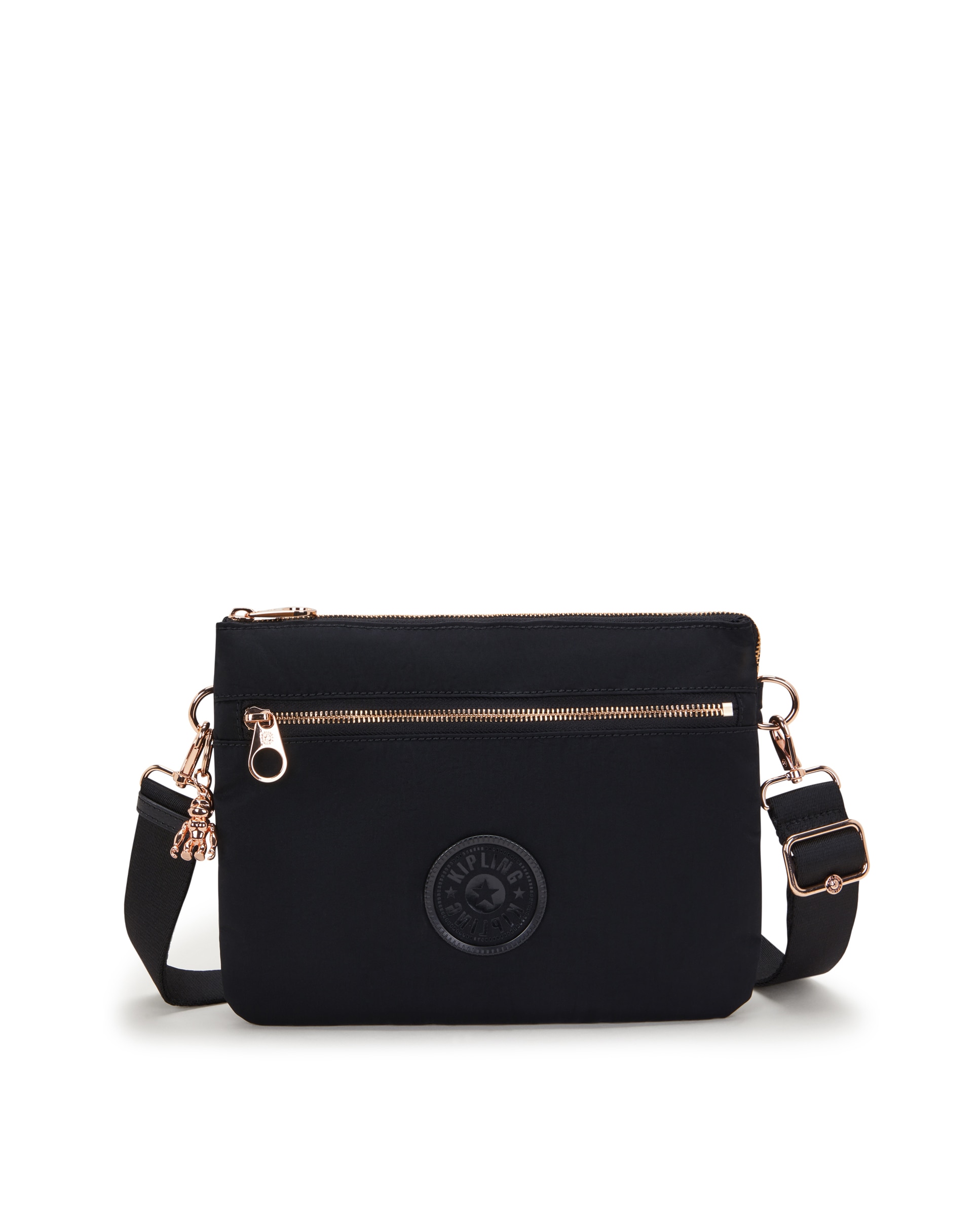 Bandolera de mujer mediana con cremalleras metálicas - Kipling - Negro Negro-1