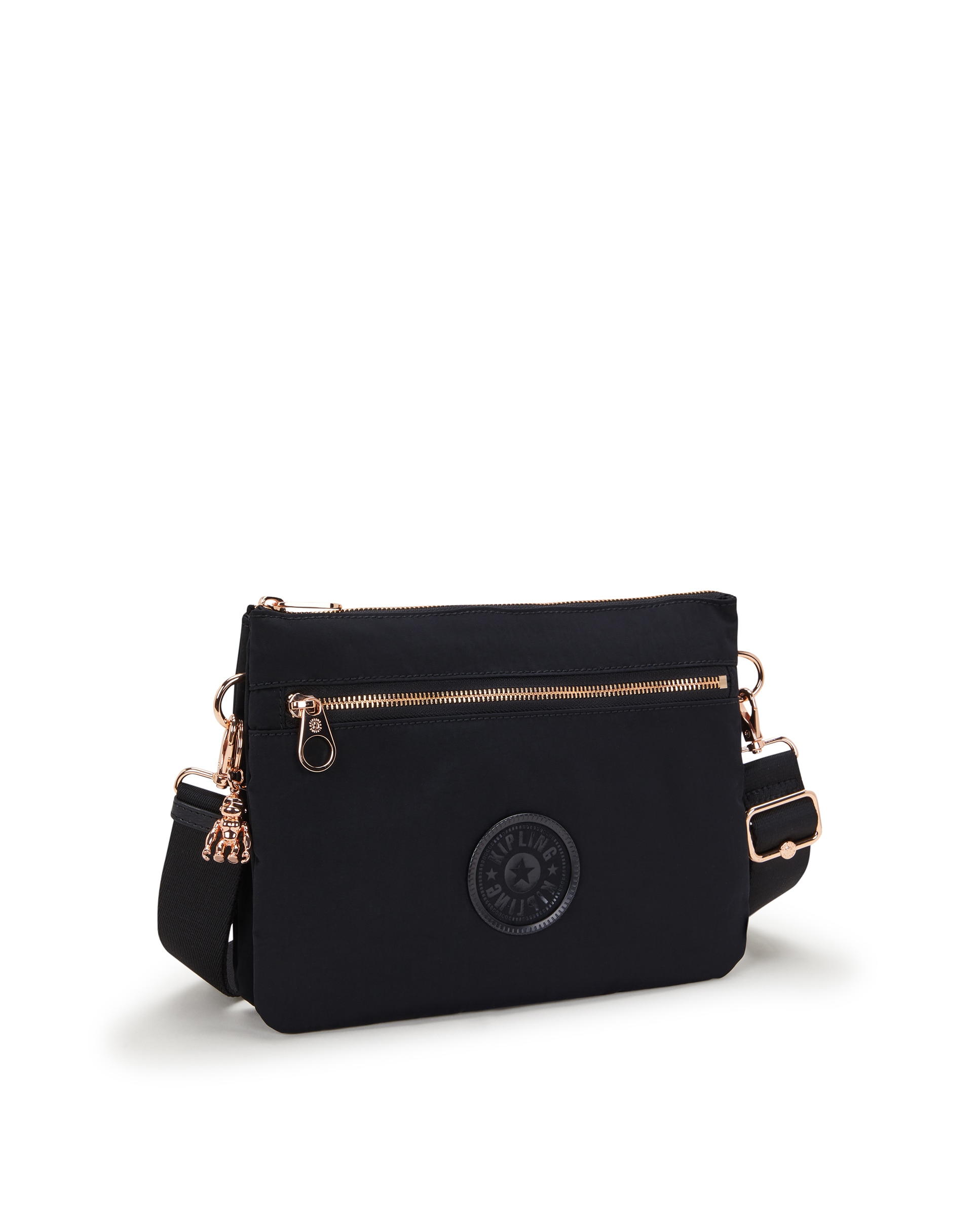 Bandolera de mujer mediana con cremalleras metálicas - Kipling - Negro Negro-4