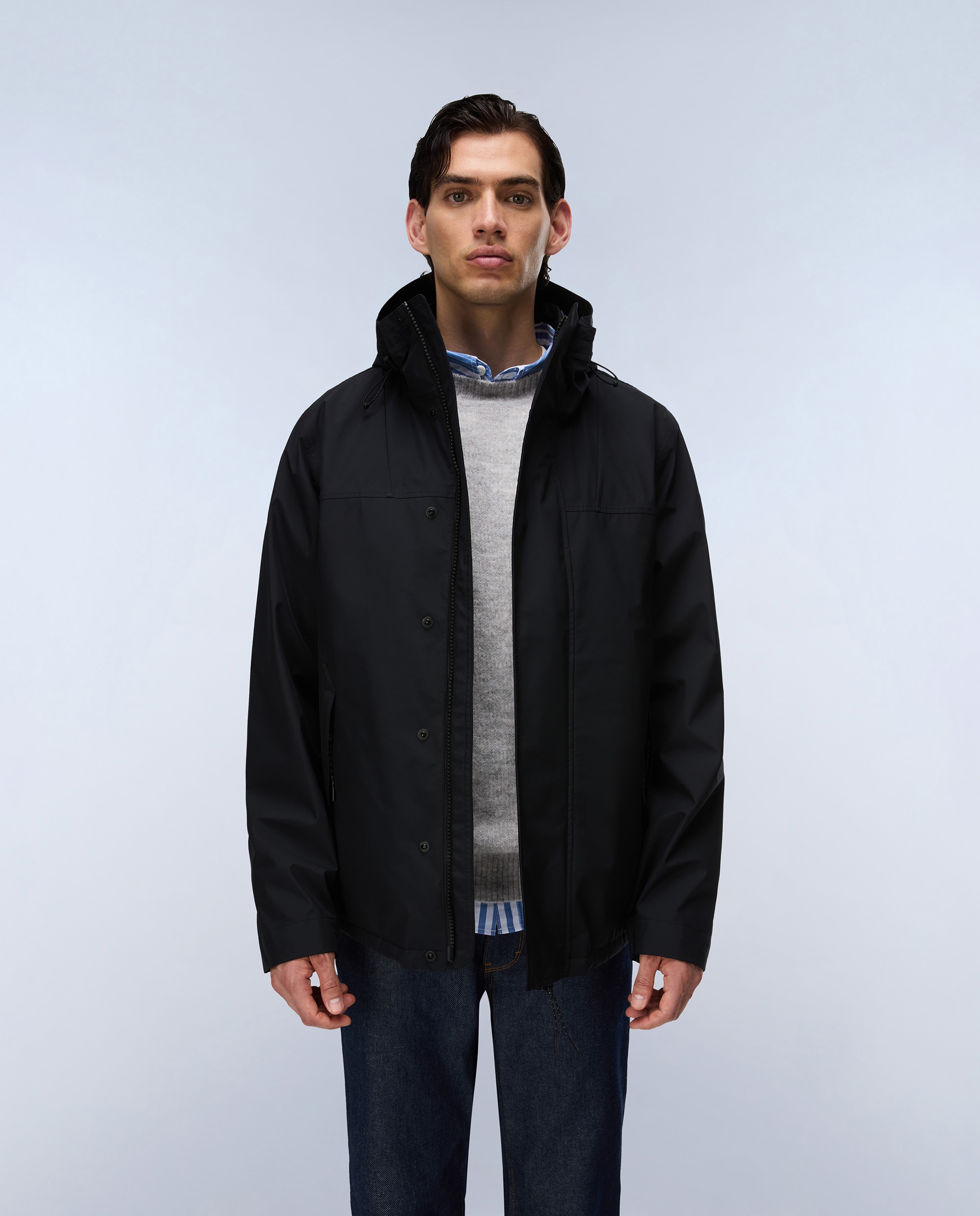 Imagen 1 de Parka de hombre pilloz 3 en 1 impermeable con capucha ajustable Negro