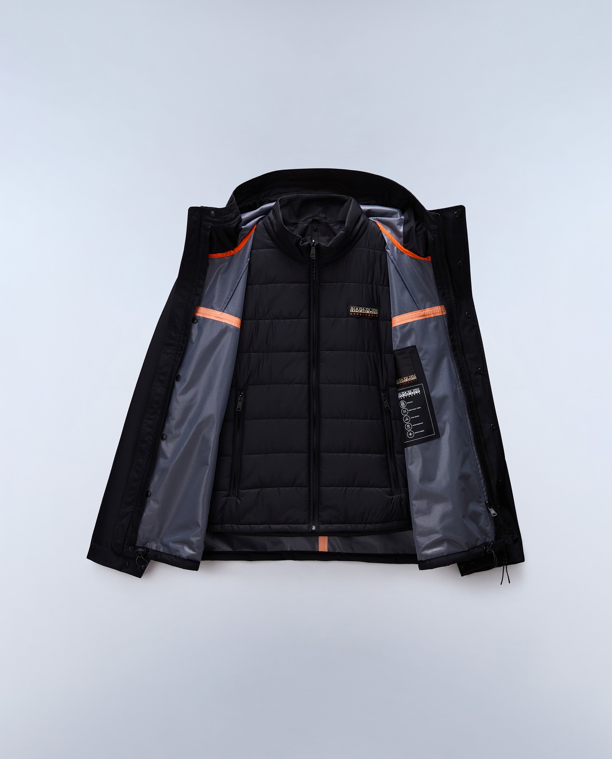 Imagen 10 de Parka de hombre pilloz 3 en 1 impermeable con capucha ajustable - Napapijri - Negro Negro