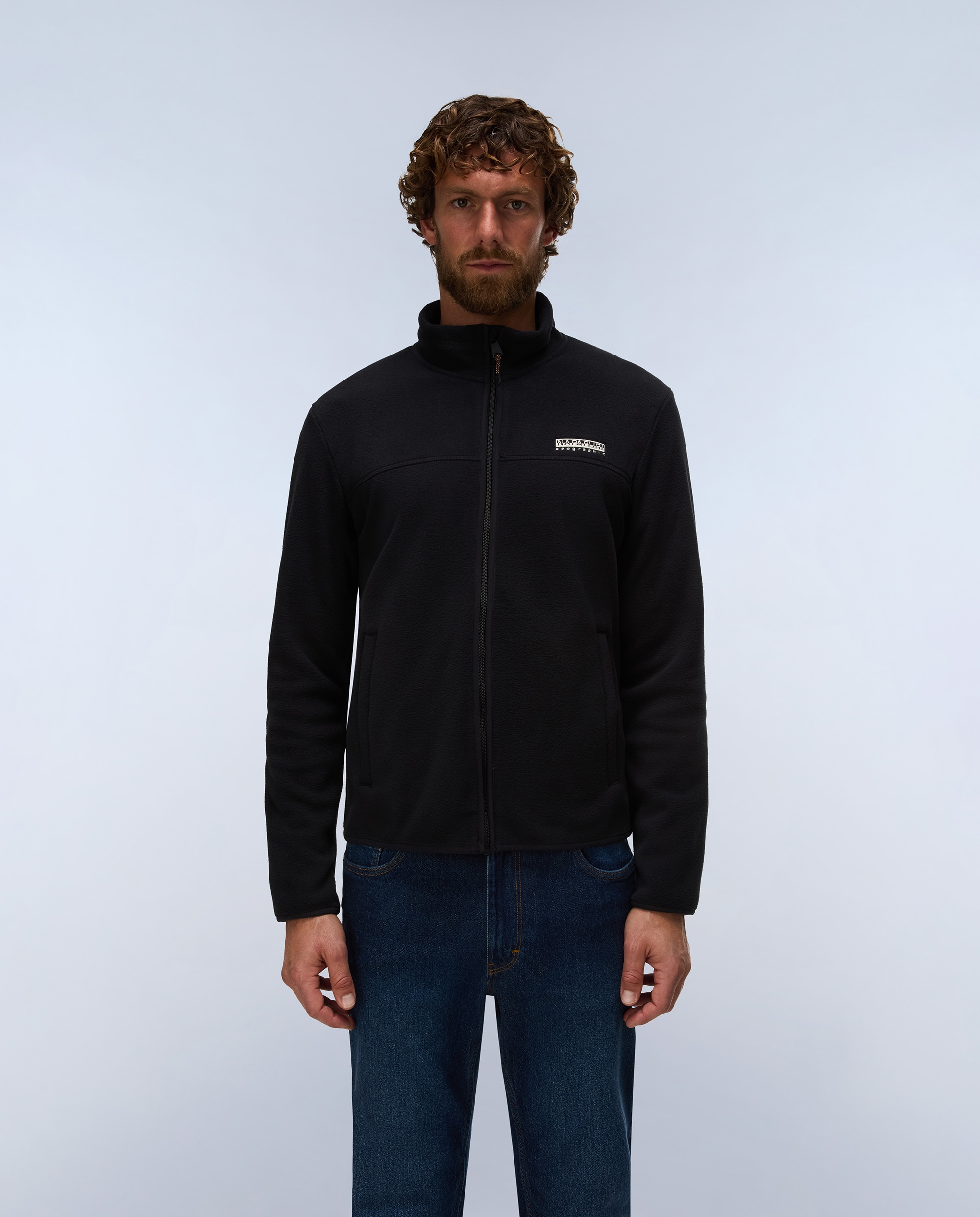 Sudadera de hombre dergana fz de cuello alto y cremallera - Napapijri - Negro Negro-1