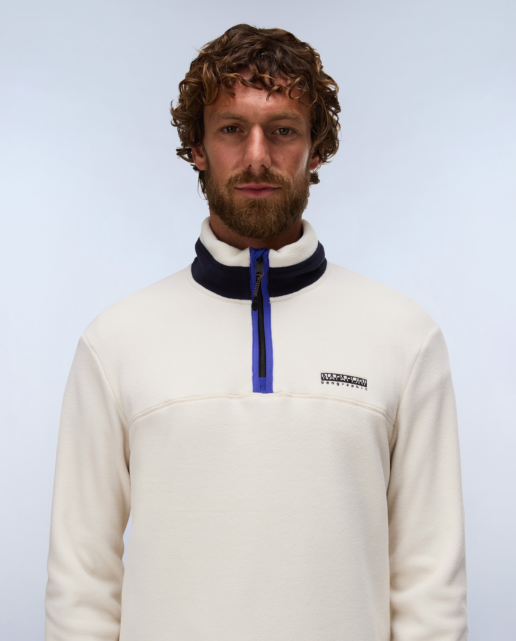 Imagen 0 de Sudadera de hombre dergana hz de cuello perkins y media cremallera Beige