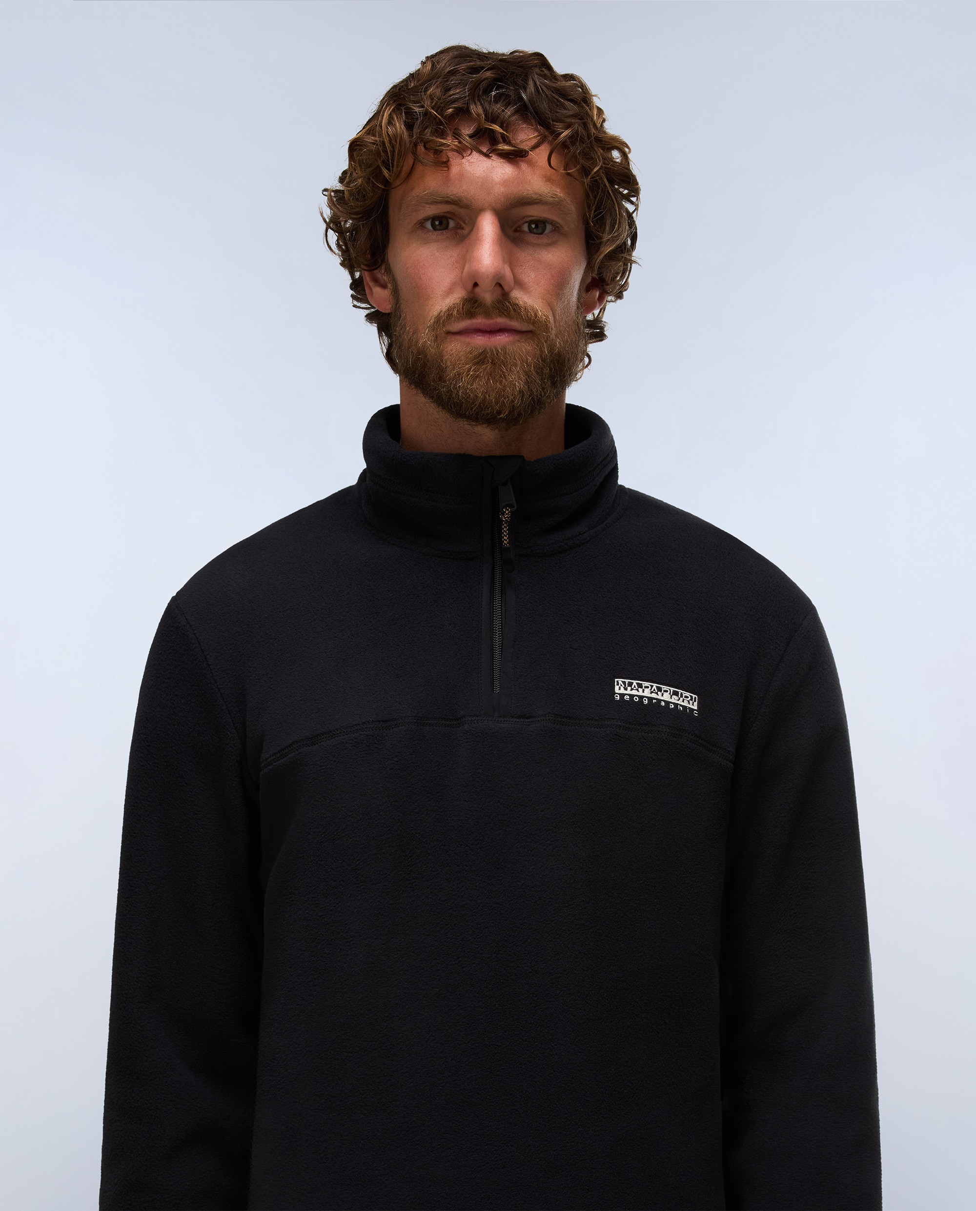 Sudadera de hombre dergana hz de cuello perkins y media cremallera - Napapijri - Negro Negro-1