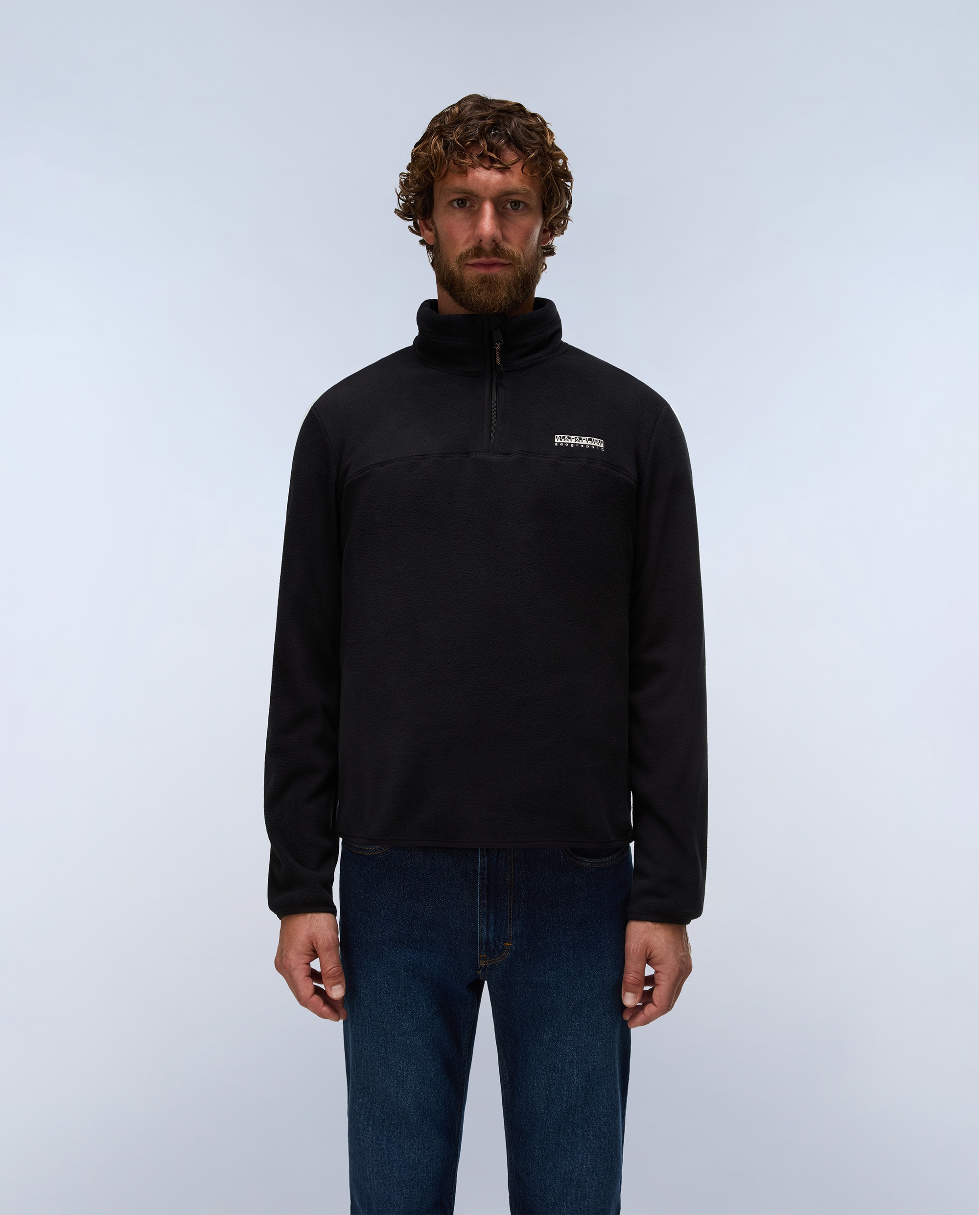 Sudadera de hombre dergana hz de cuello perkins y media cremallera - Napapijri - Negro Negro-2