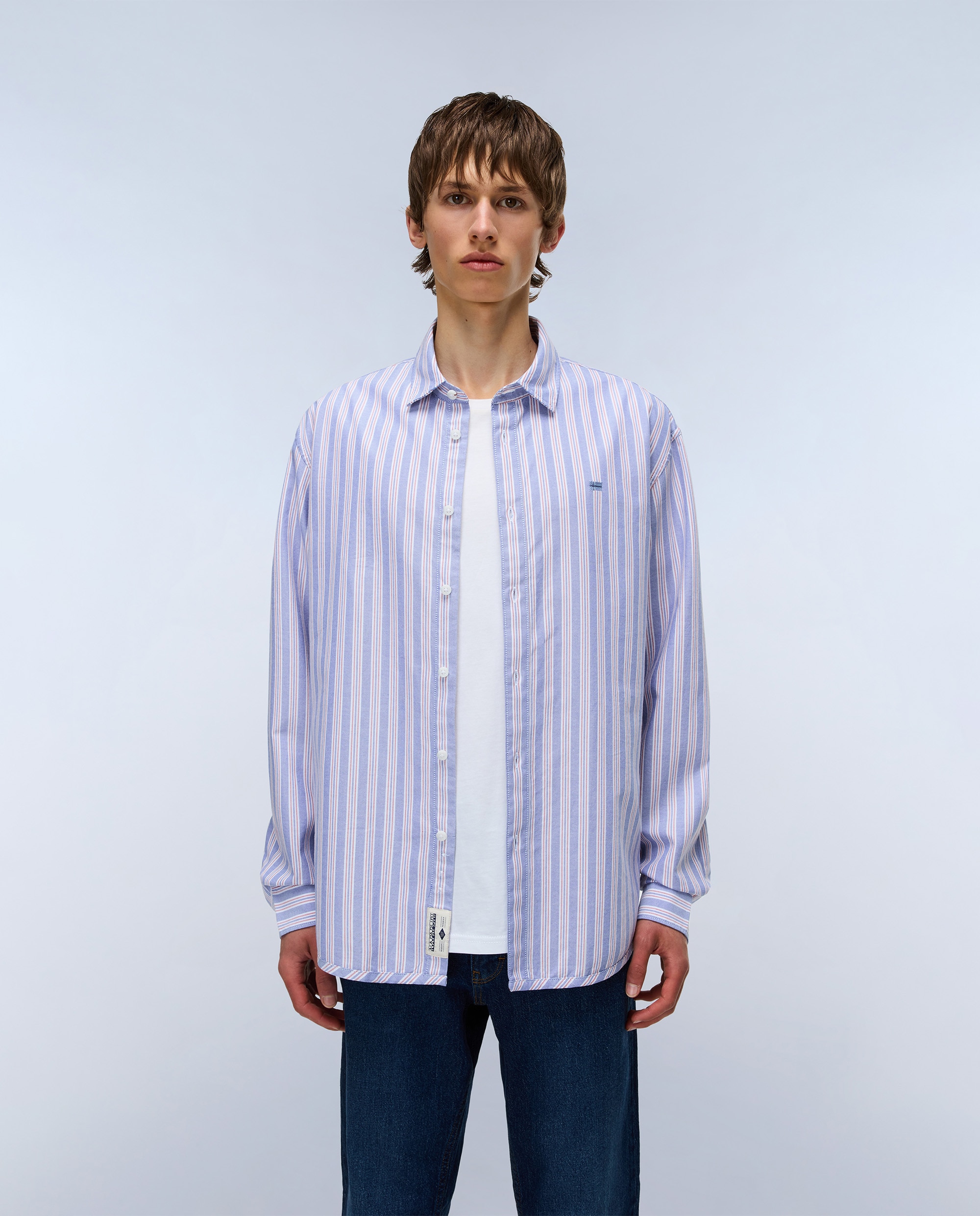 Napapijri - Camisa Oxford de popelín de hombre corte relaxed de rayas.