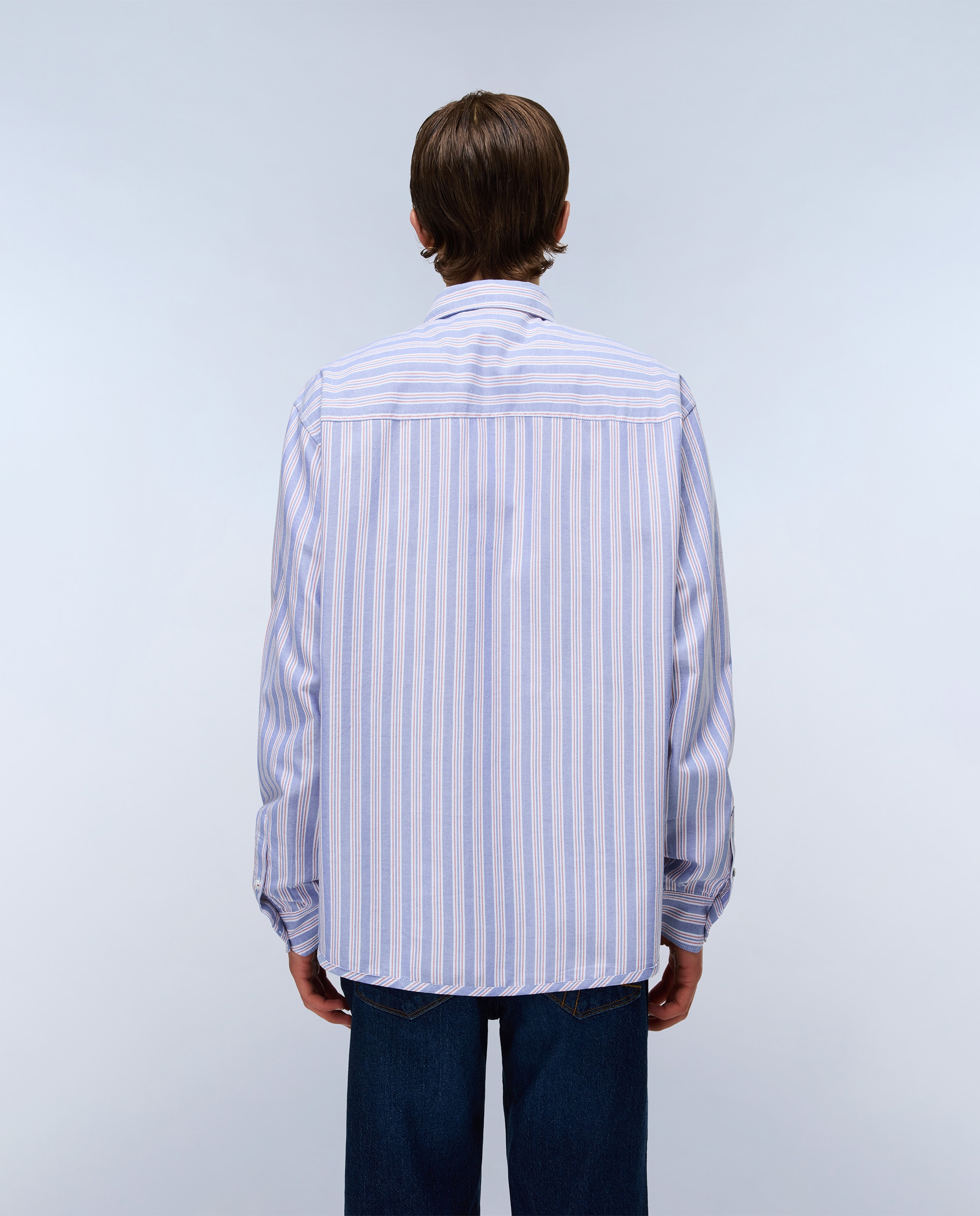Camisa Oxford de popelín de hombre corte relaxed de rayas - Napapijri - Azul / Gris Azul / Gris-2
