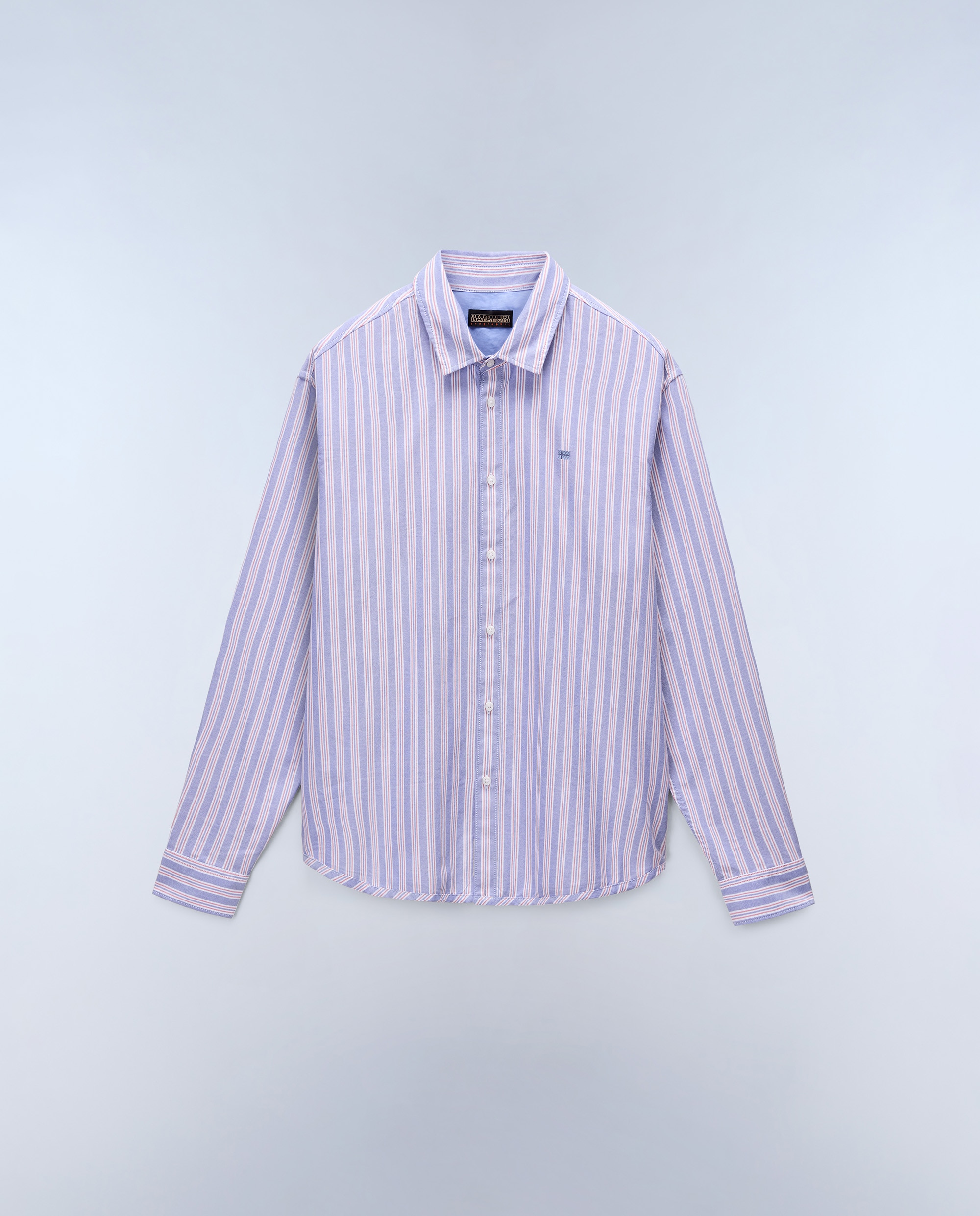 Camisa Oxford de popelín de hombre corte relaxed de rayas - Napapijri - Azul / Gris Azul / Gris-5