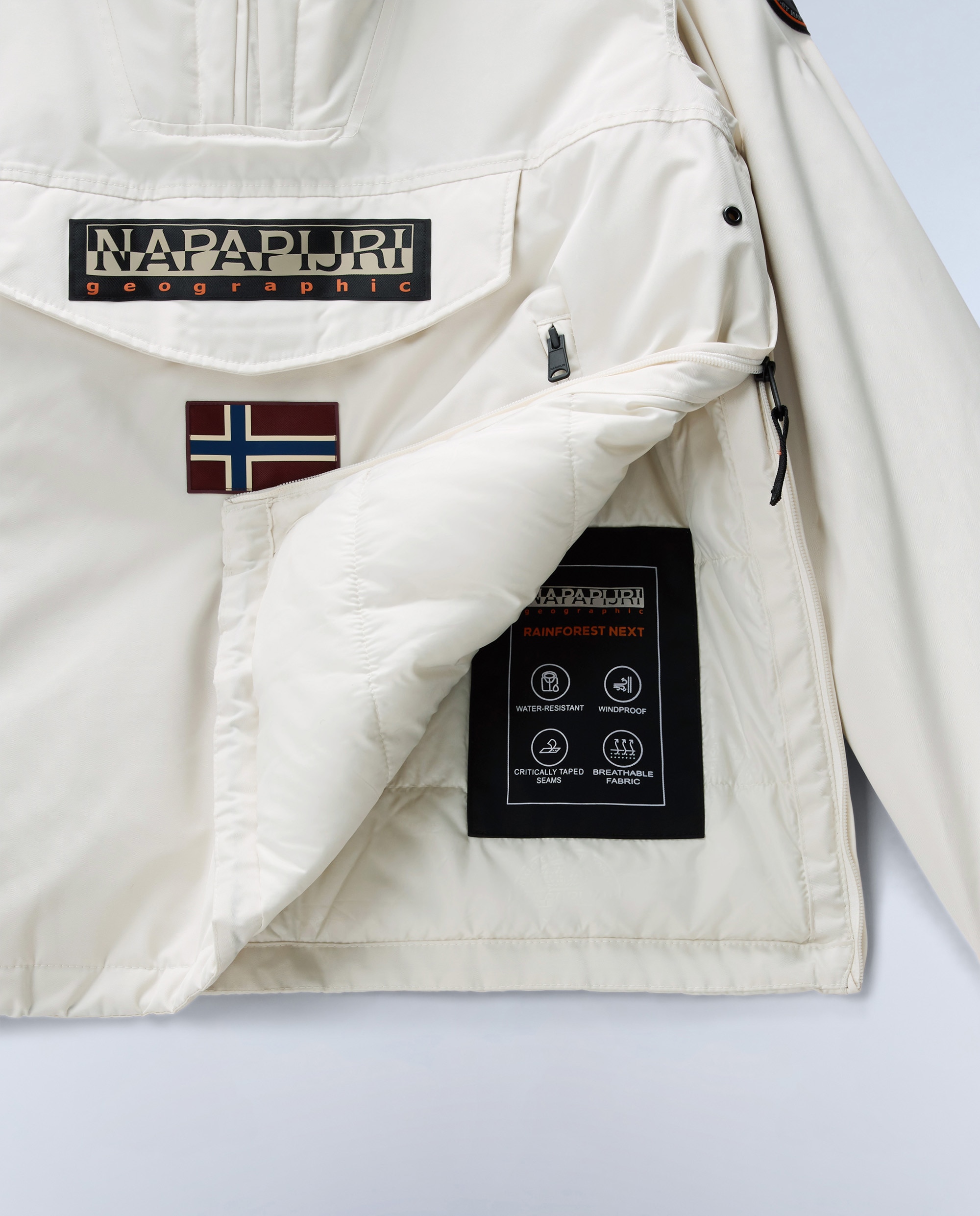 Imagen 6 de Parka de hombre rainforest next con capucha e impermeable - Napapijri - Crema Crema