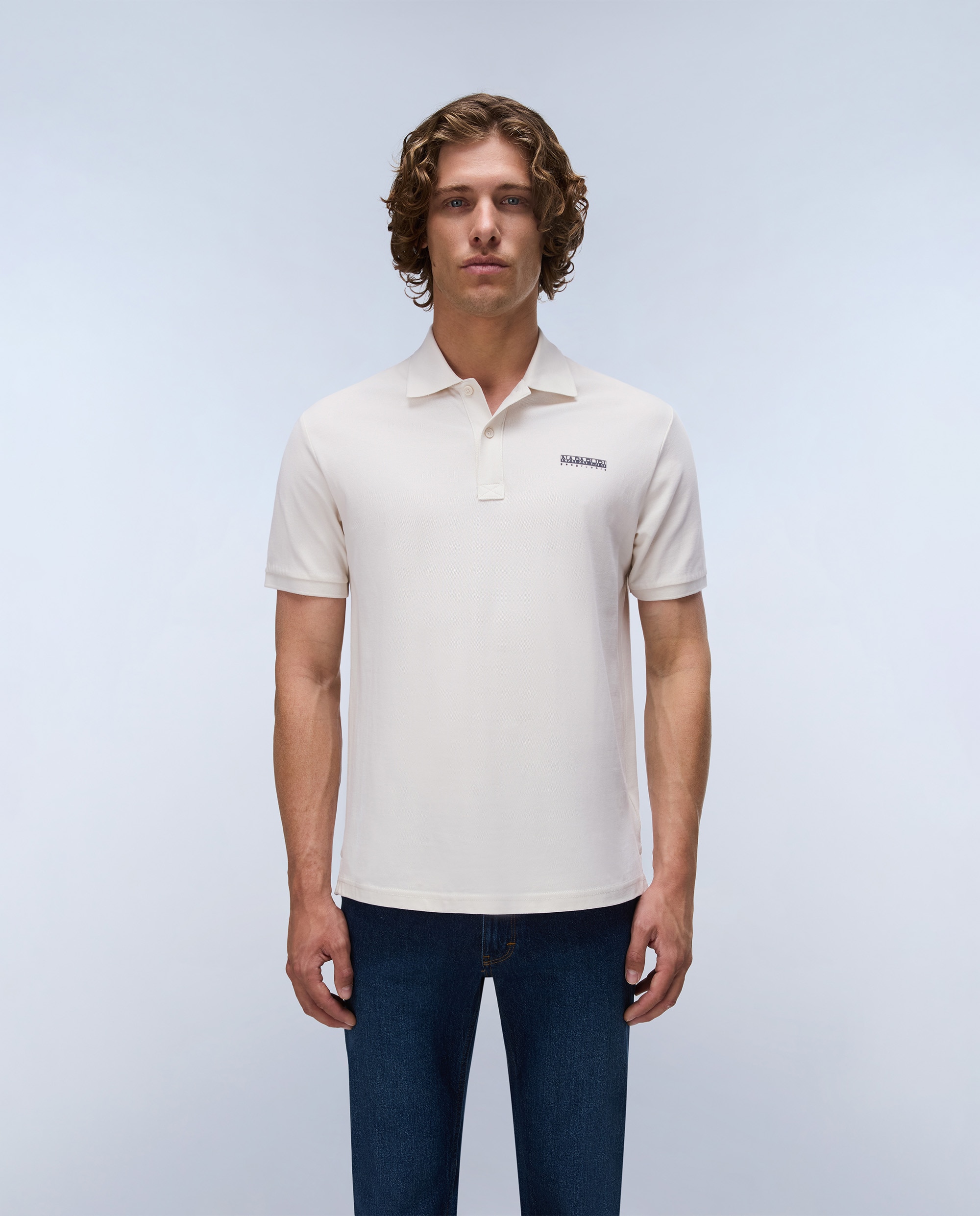 Polo de hombre small box de manga corta - Napapijri - Beige Beige-1