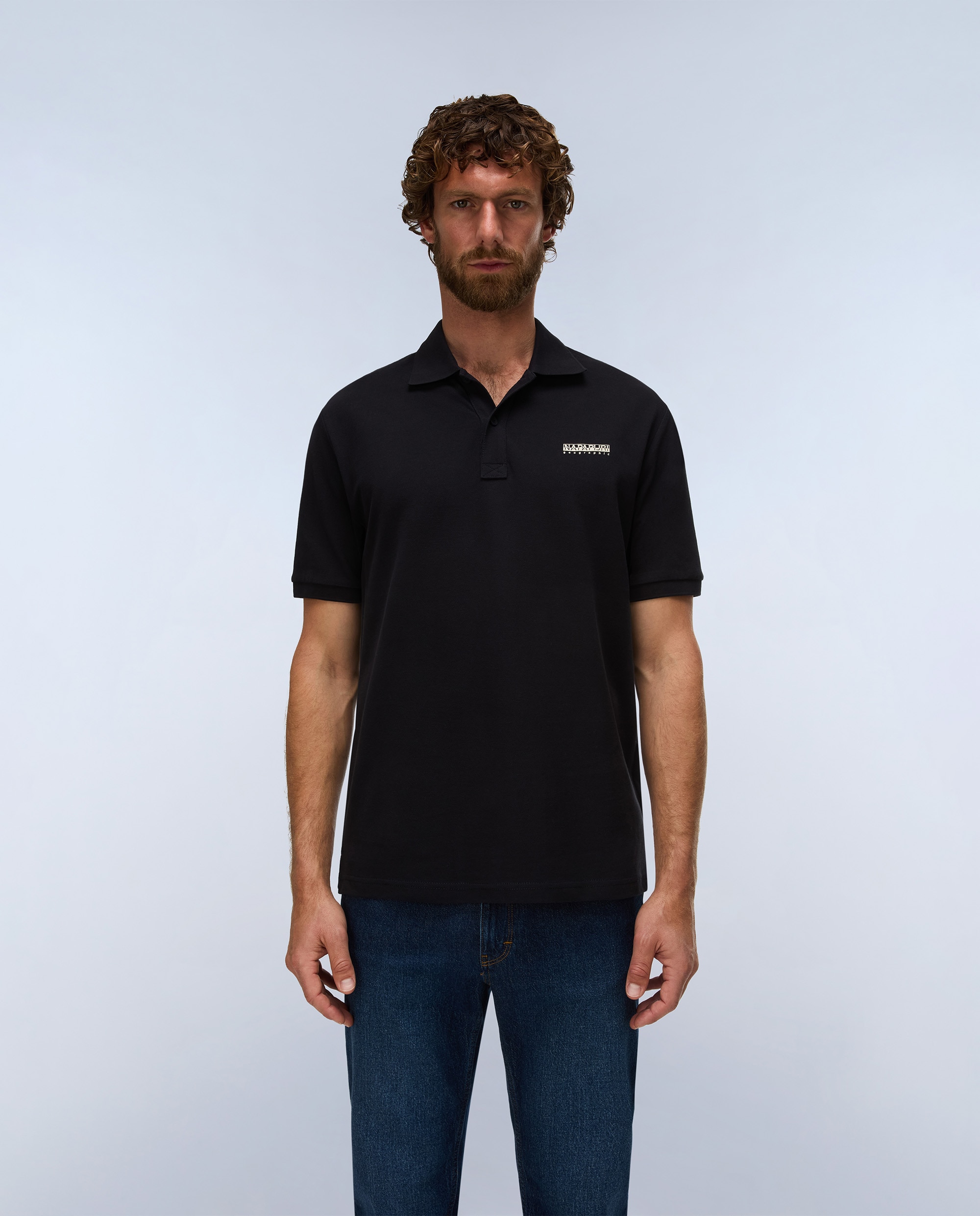 Polo de hombre small box de manga corta - Napapijri - Negro Negro-1