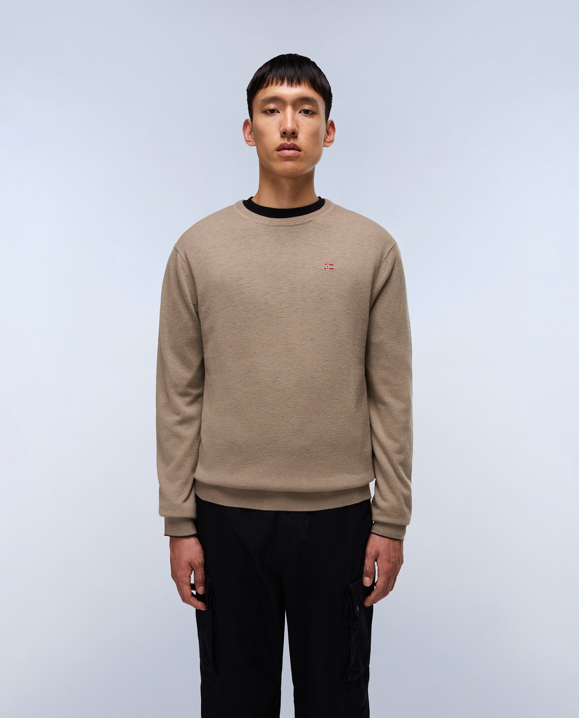 Jersey de hombre damavand c 4 de cuello redondo - Napapijri - Marrón piedra Marrón piedra-1