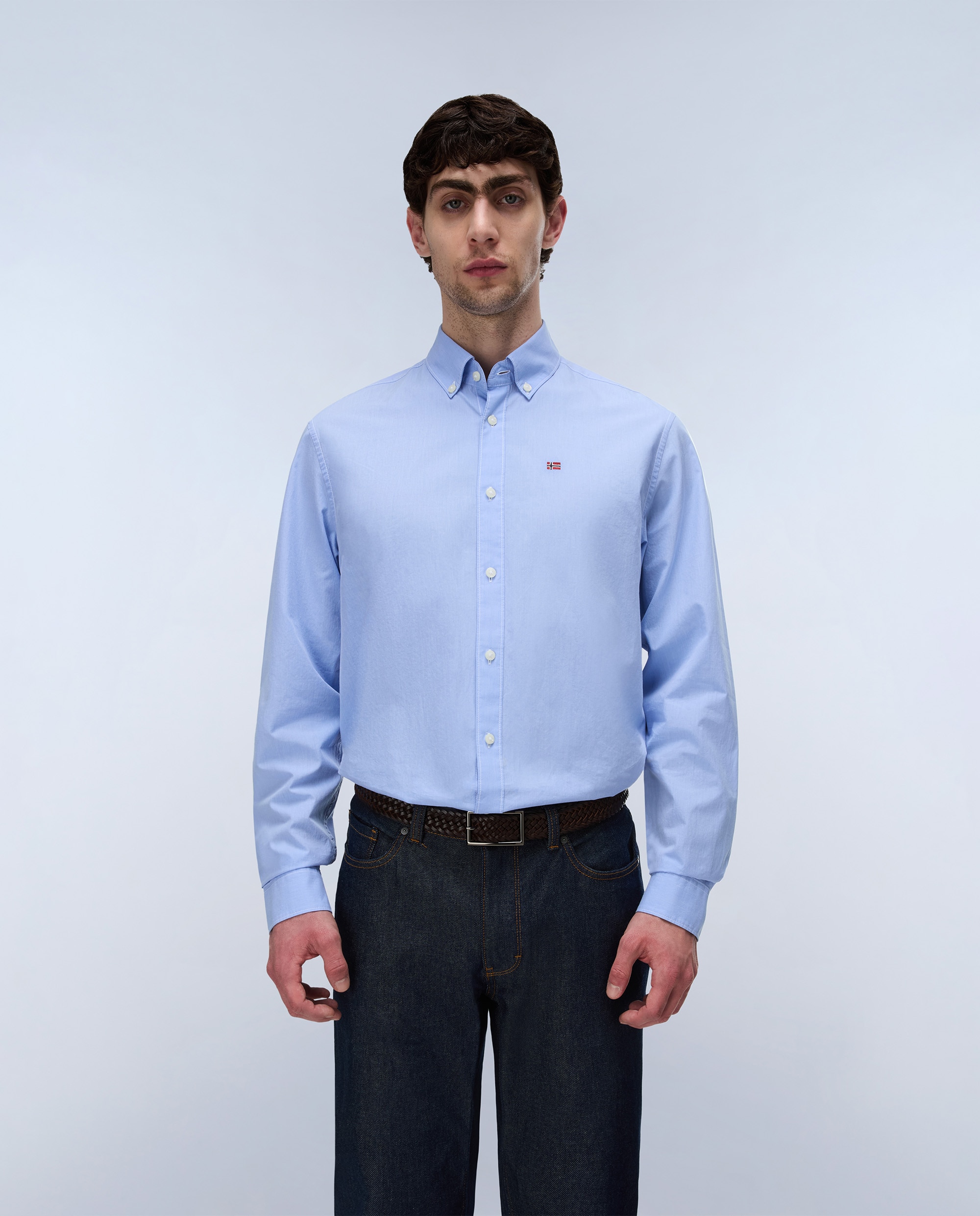 Imagen 1 de Camisa en popelin de hombre terra de manga larga - Napapijri - Azul celeste Azul celeste