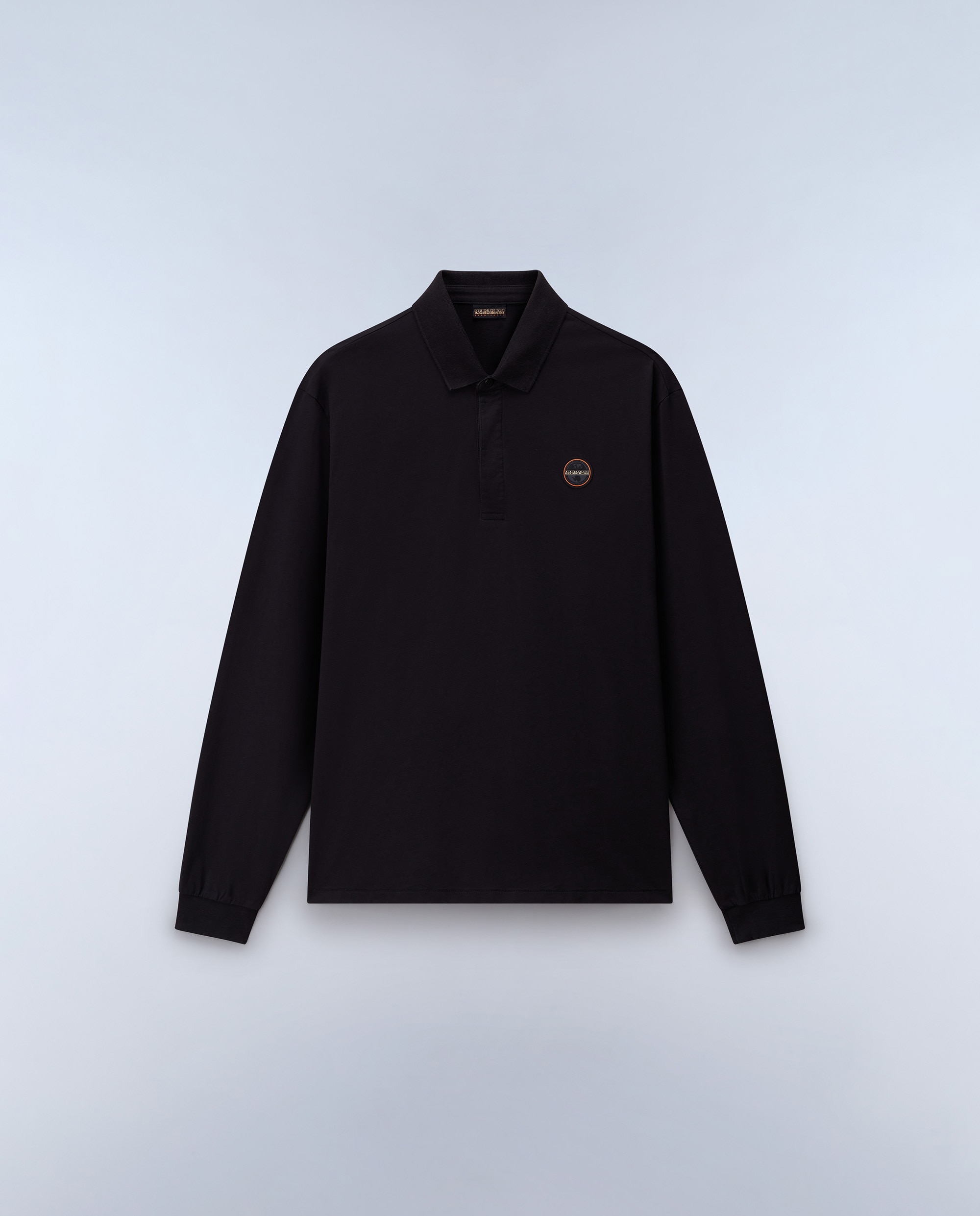Polo de algodón de hombre badge de manga larga - Napapijri - Negro Negro-5