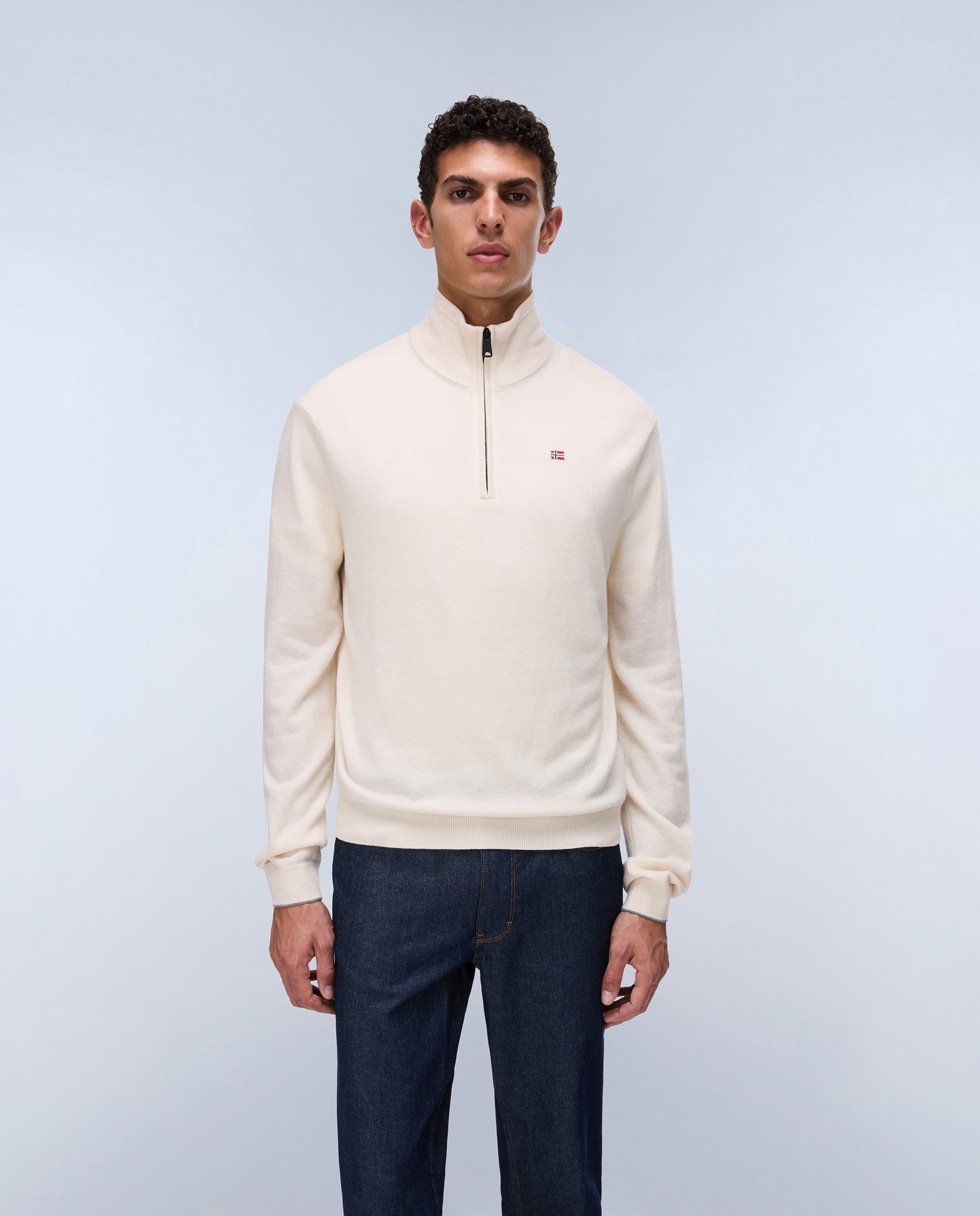 Jersey de hombre damavand hz 4 de cuello con media cremallera - Napapijri - Beige Beige-1