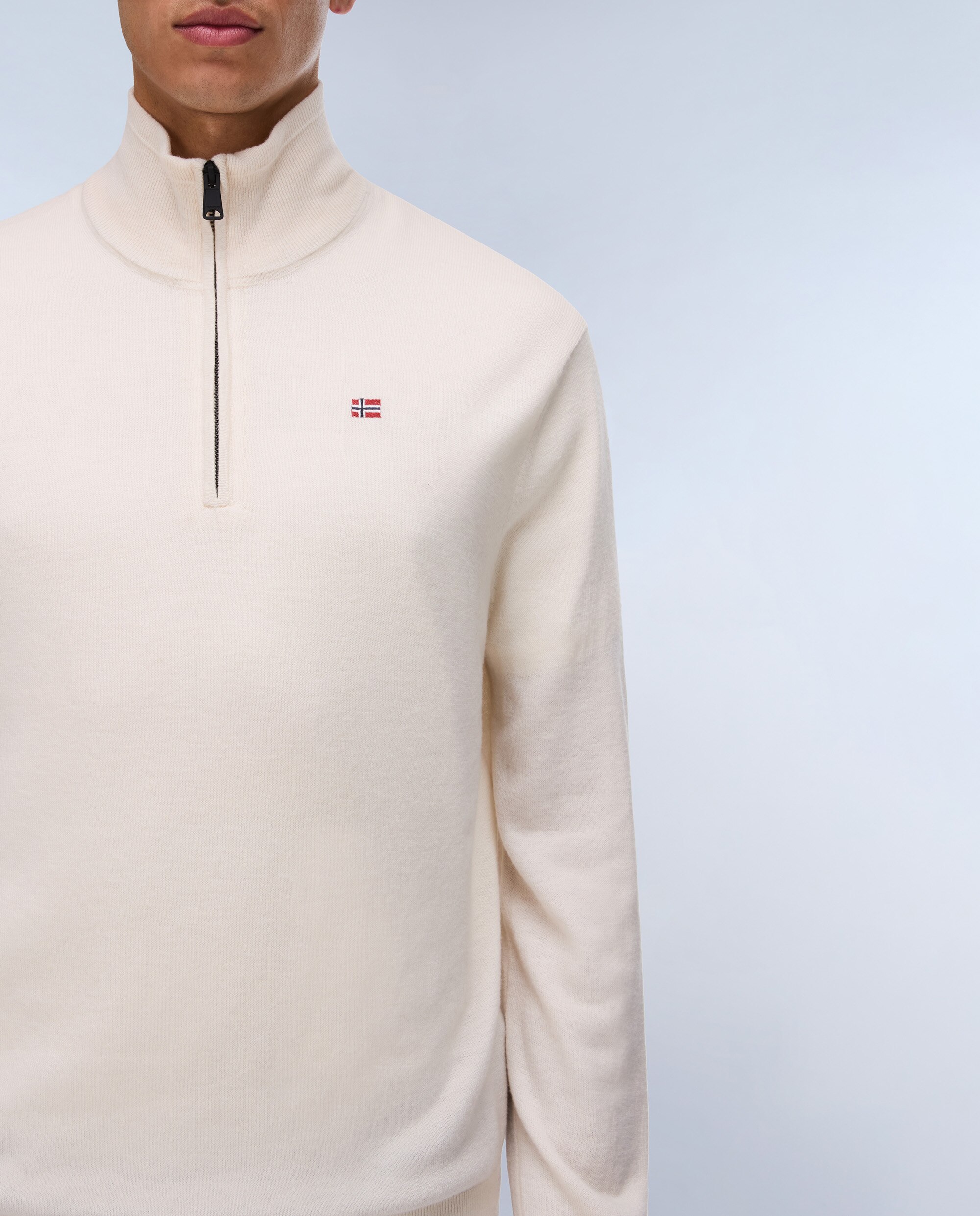 Jersey de hombre damavand hz 4 de cuello con media cremallera - Napapijri - Beige Beige-3