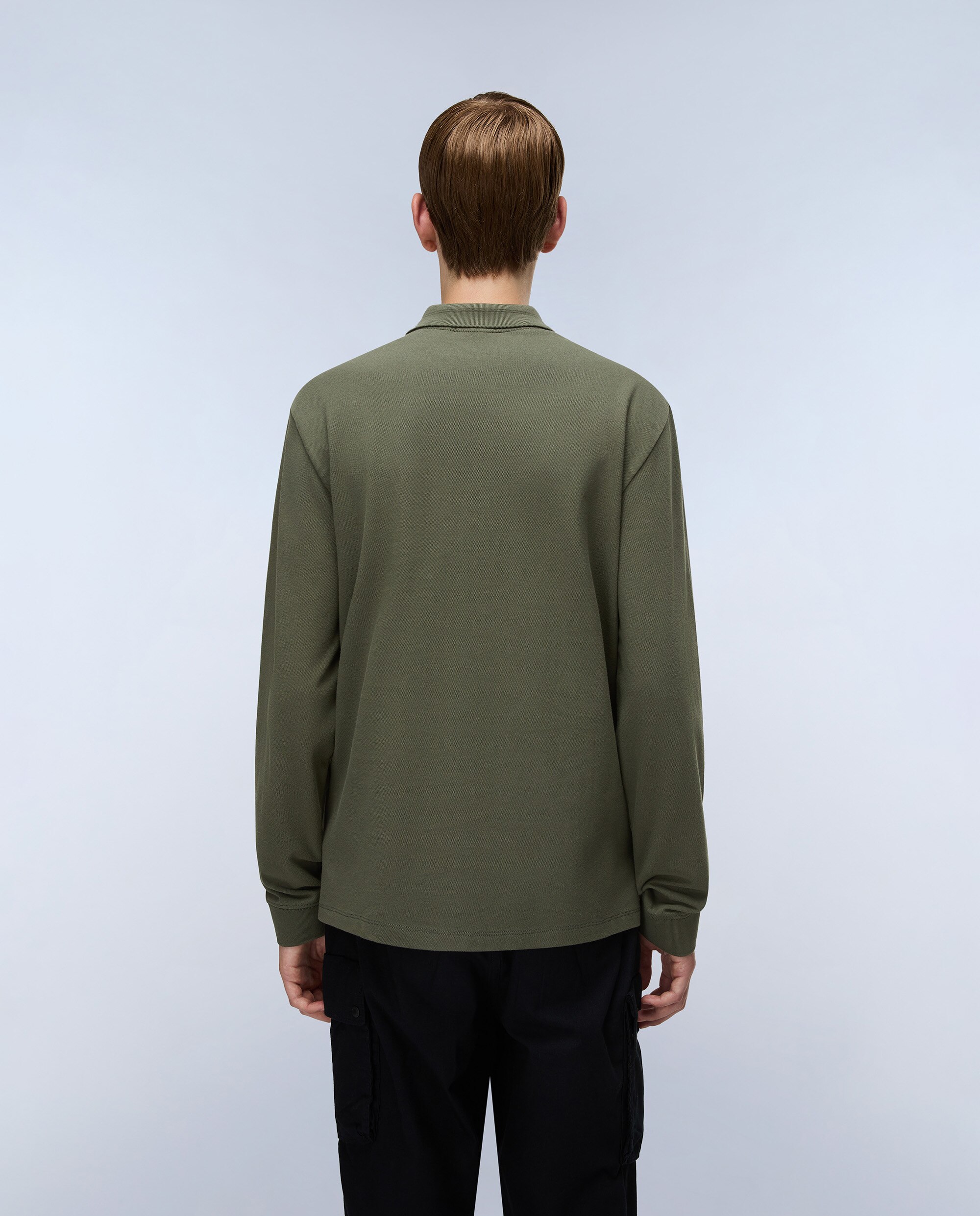 Polo de piqué de hombre de manga larga - Napapijri - Verde militar Verde militar-2
