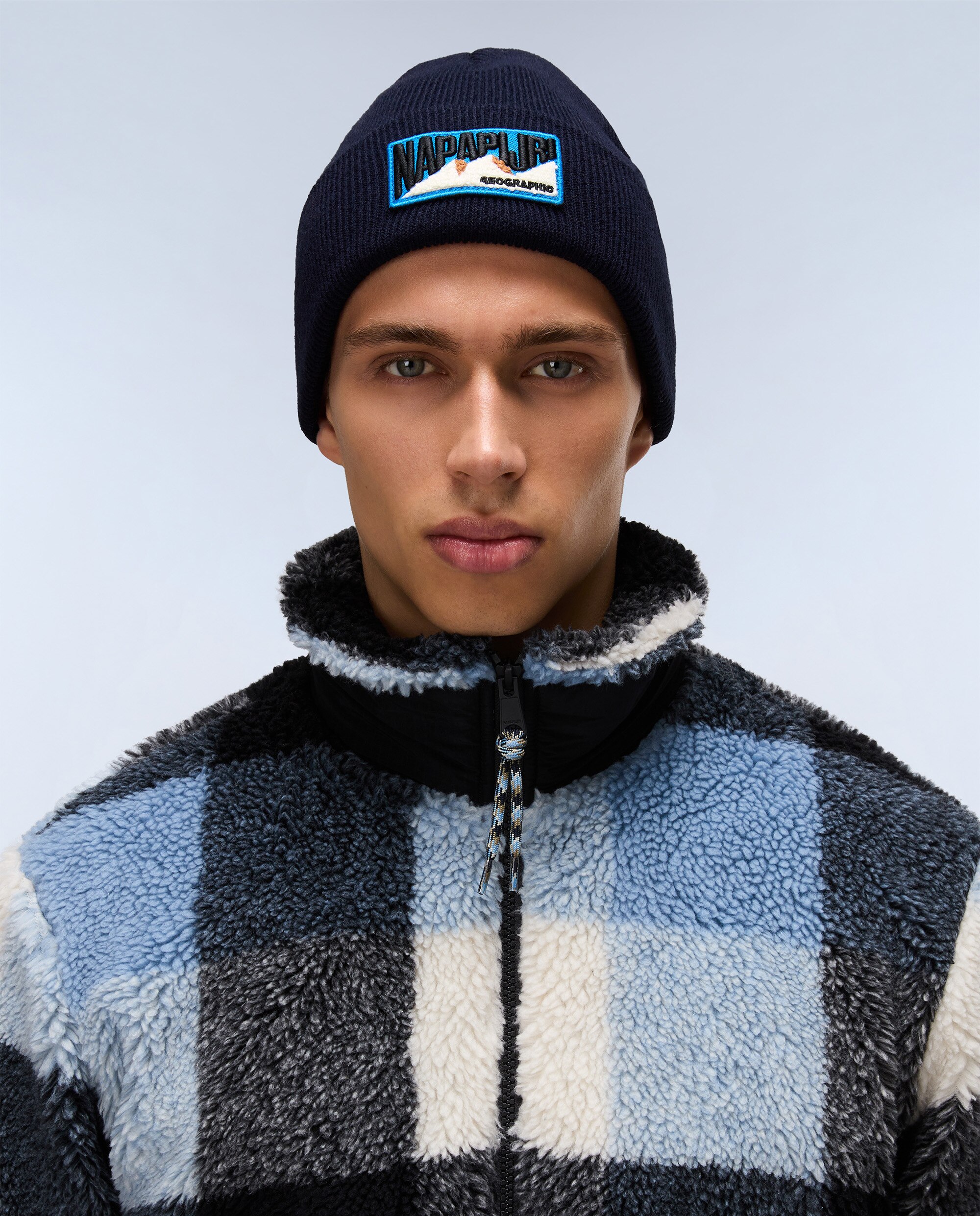 Gorro de hombre montepiana con parche frontal de punto elástico - Napapijri - Azul marino Azul marino-1