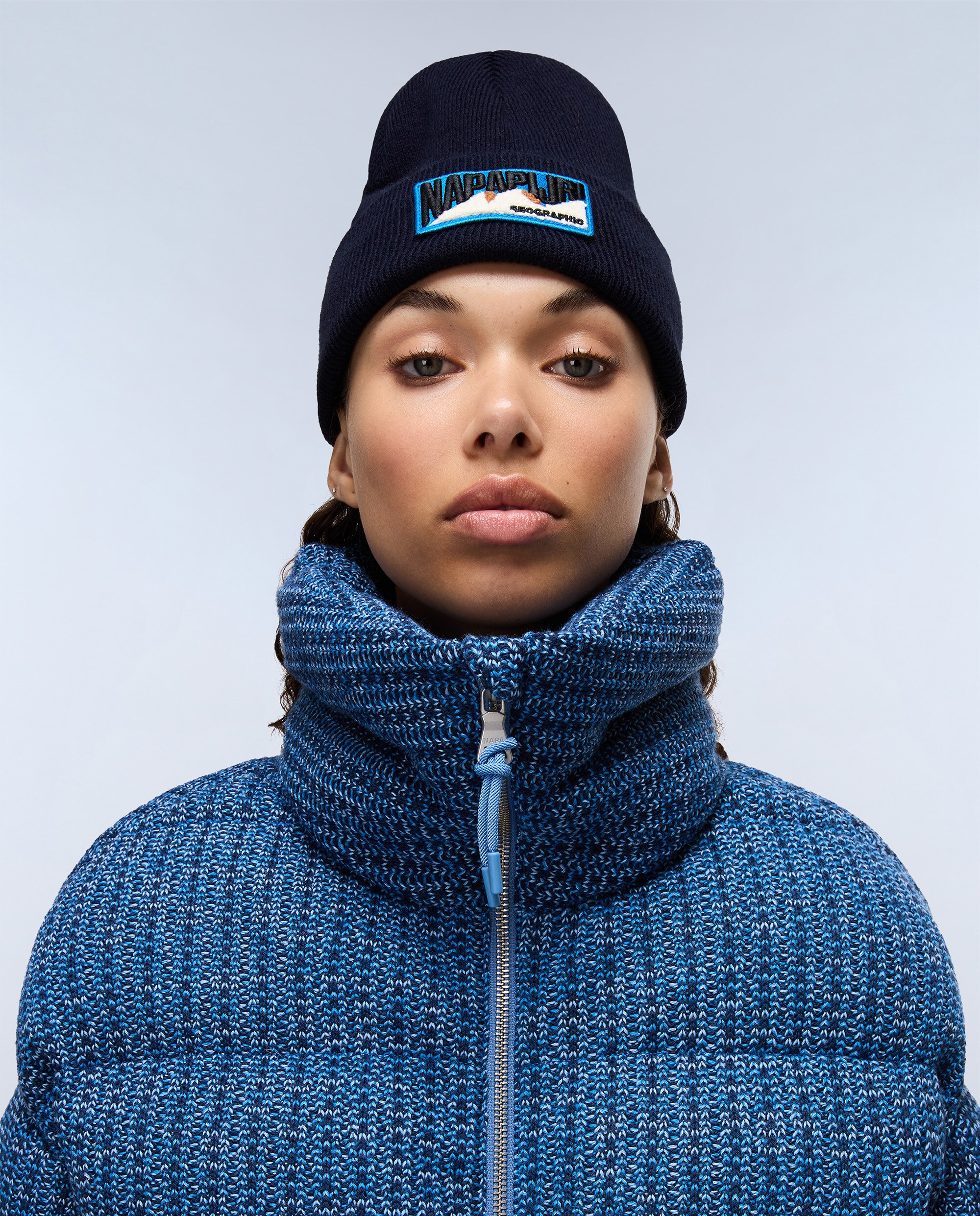 Gorro de hombre montepiana con parche frontal de punto elástico - Napapijri - Azul marino Azul marino-2