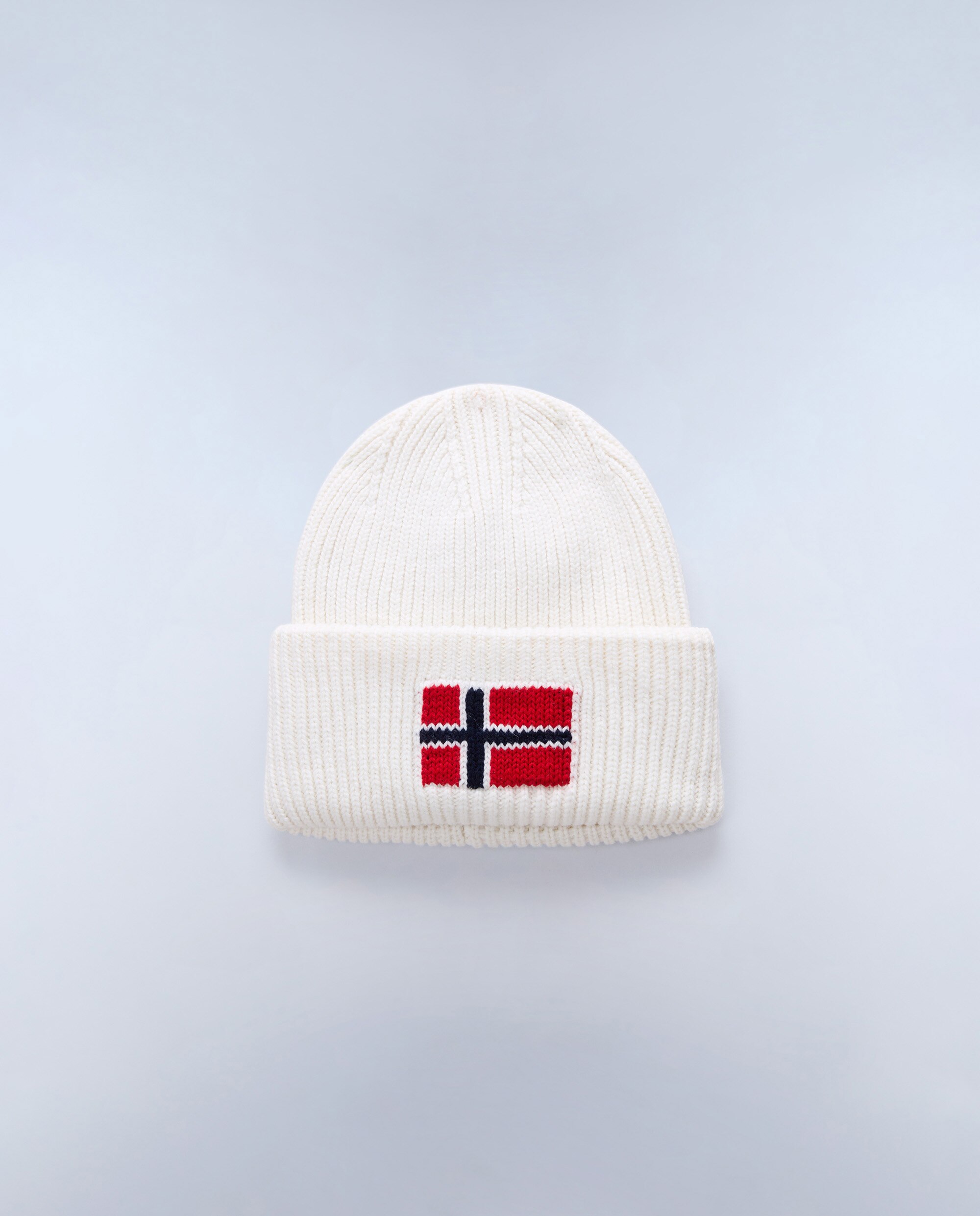 Gorro de hombre evei con bandera noruega de punto de canalé - Napapijri - Beige / Blanco Beige / Blanco-3