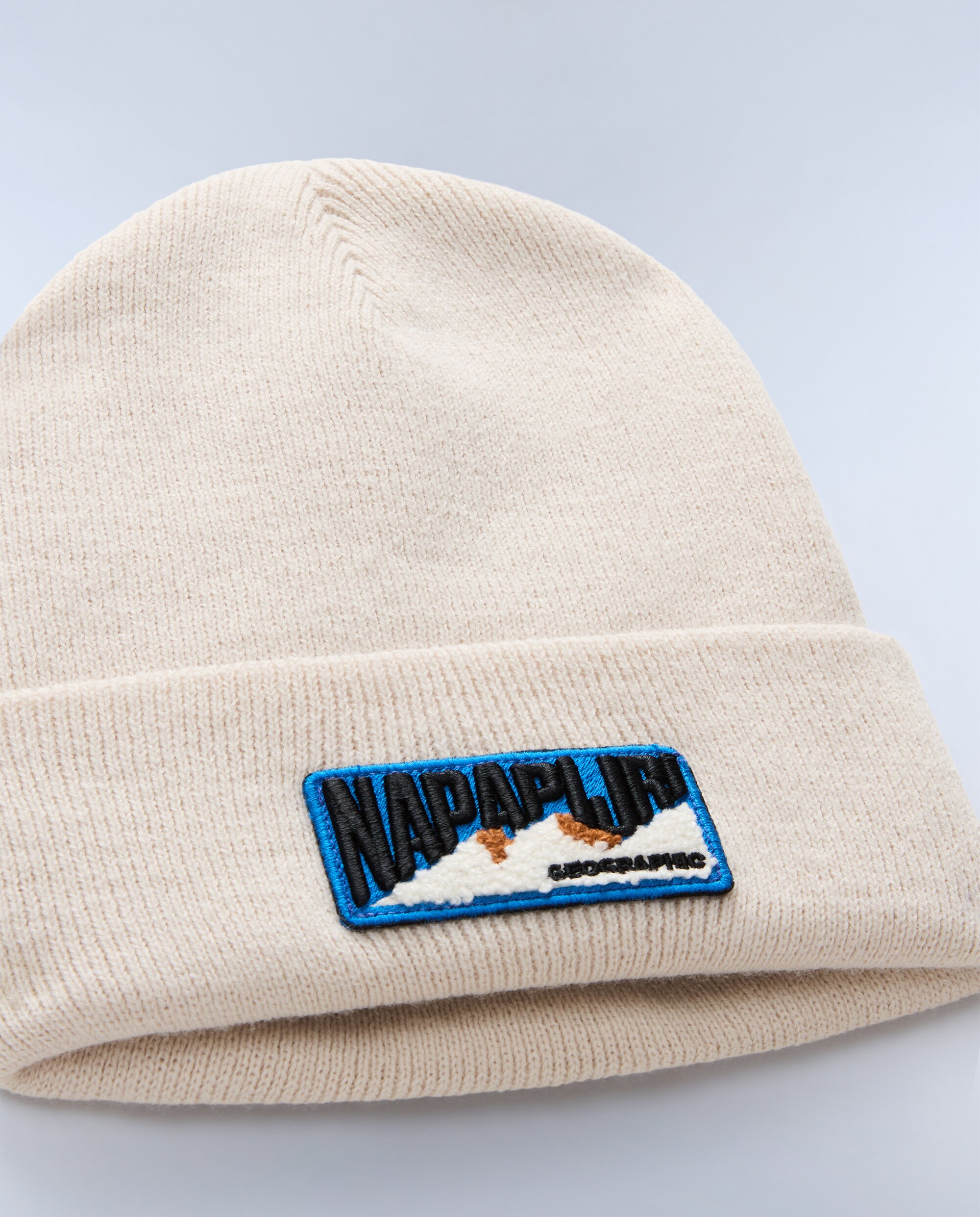 Gorro de hombre con parche frontal de punto elástico - Napapijri - Beige Beige-3