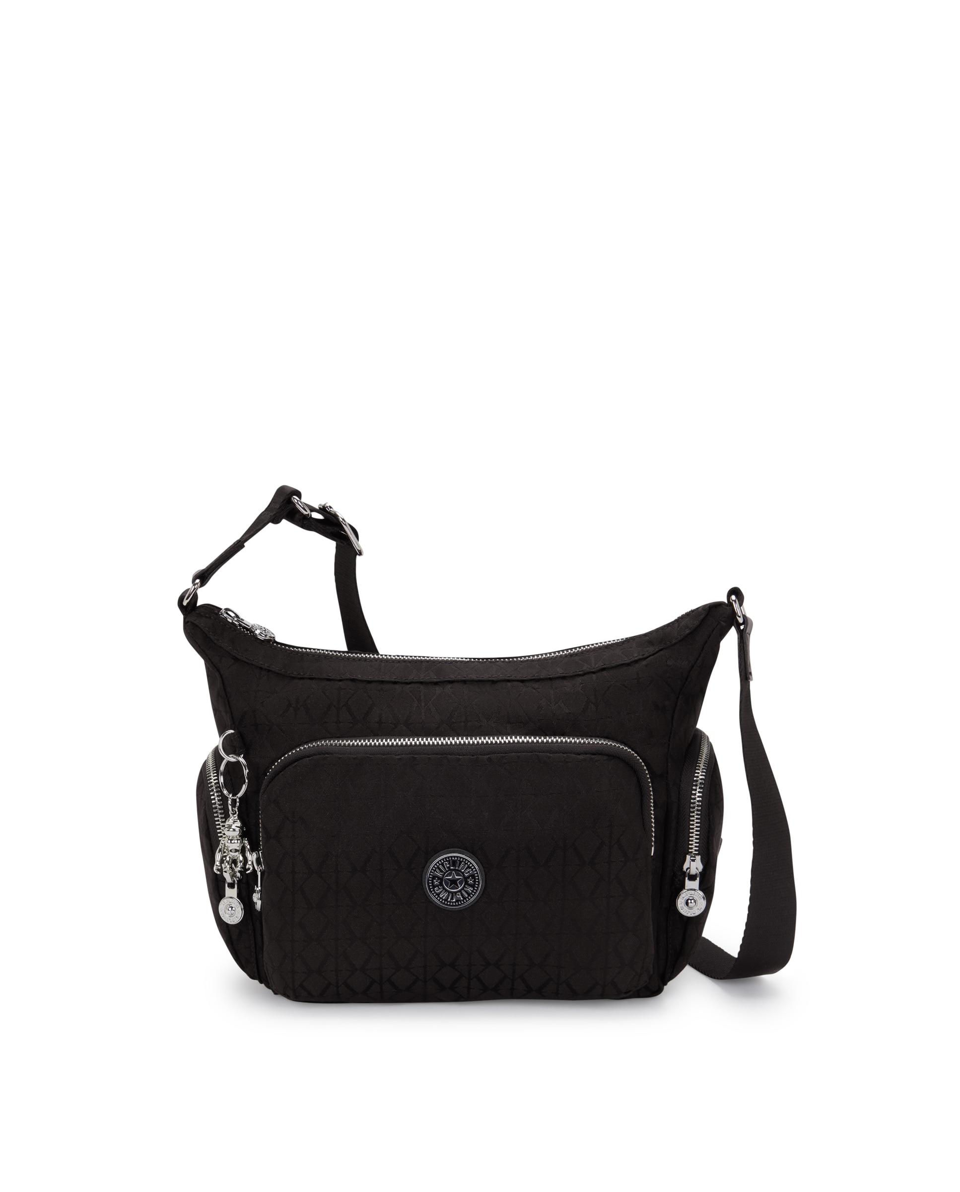 Bandolera de mujer mediana con cremallera y bolsillos exteriores - Kipling - Negro Negro-1