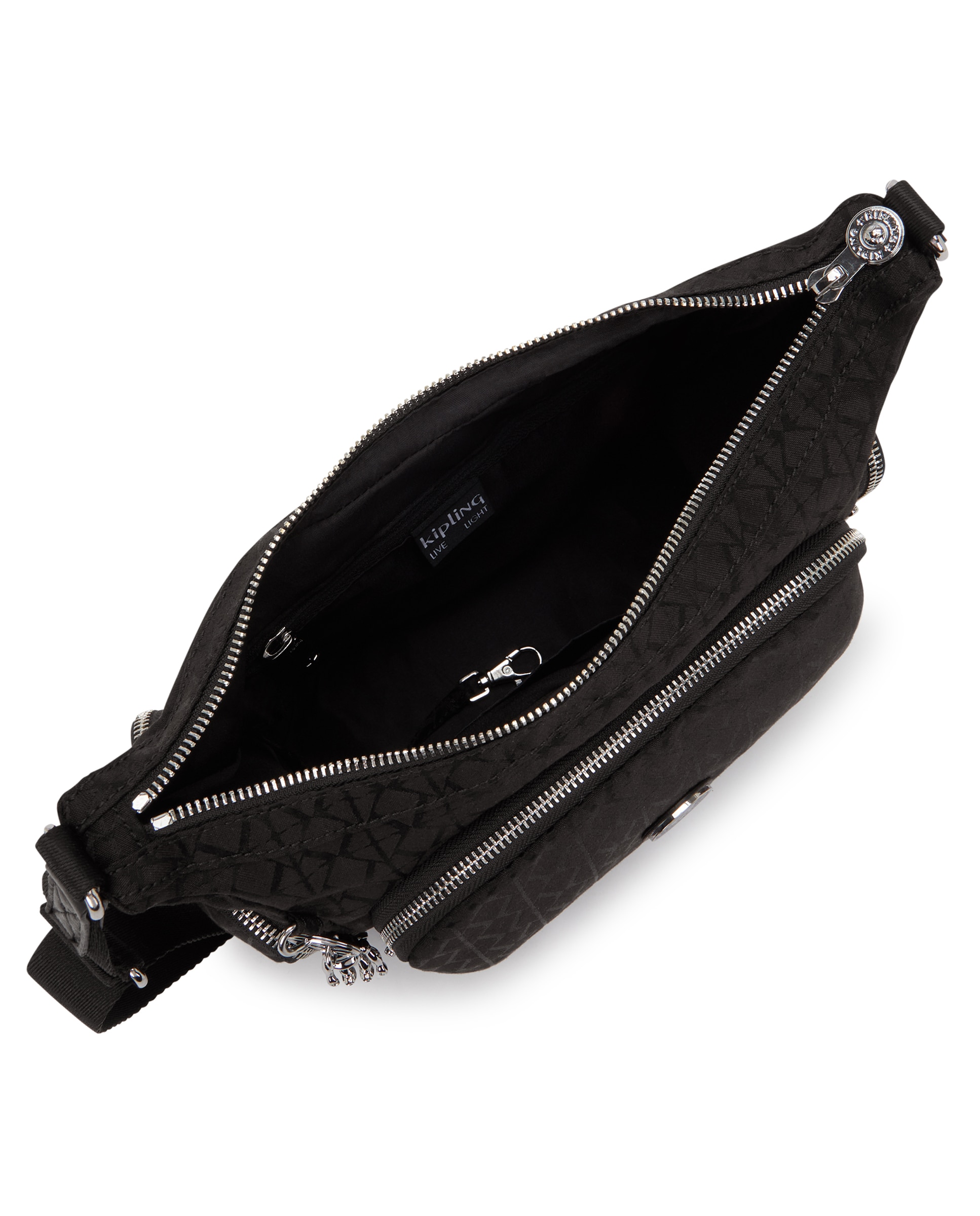 Bandolera de mujer mediana con cremallera y bolsillos exteriores - Kipling - Negro Negro-4