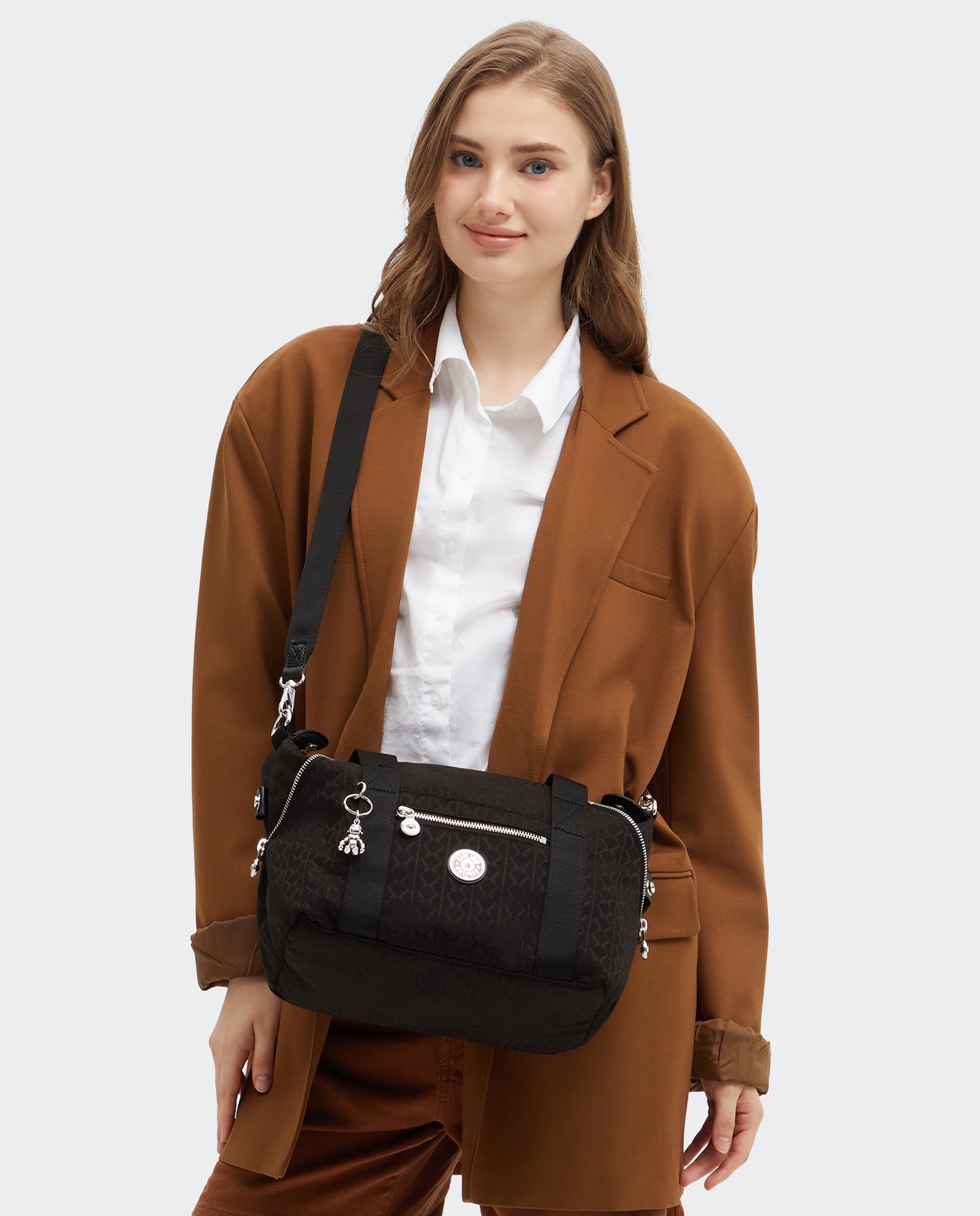 Shopper pequeño con cremallera y asa bandolera extraíble - Kipling - Negro Negro-3