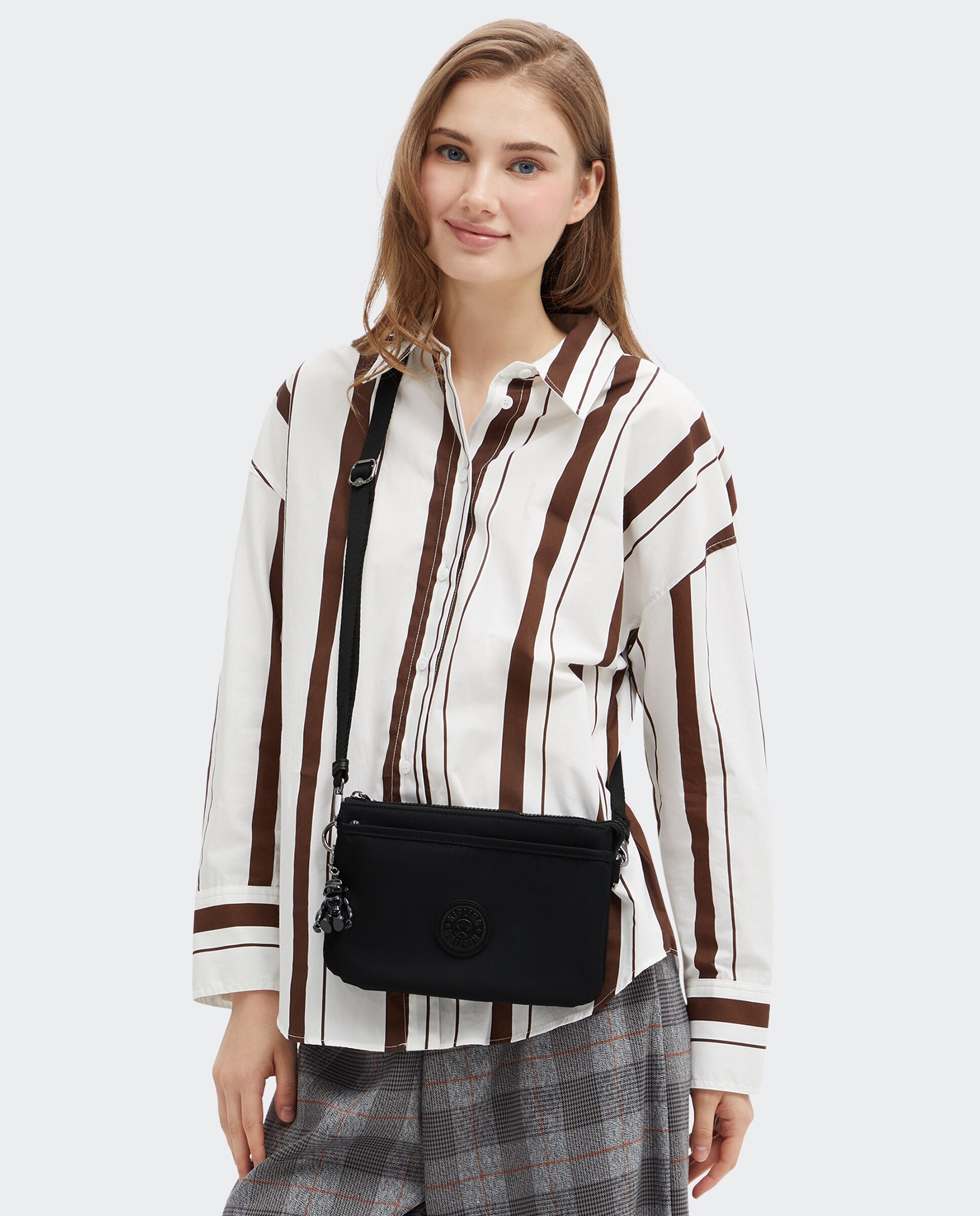 Bandolera de mujer pequeña con cremallera y correa extraíble - Kipling - Negro Negro-3