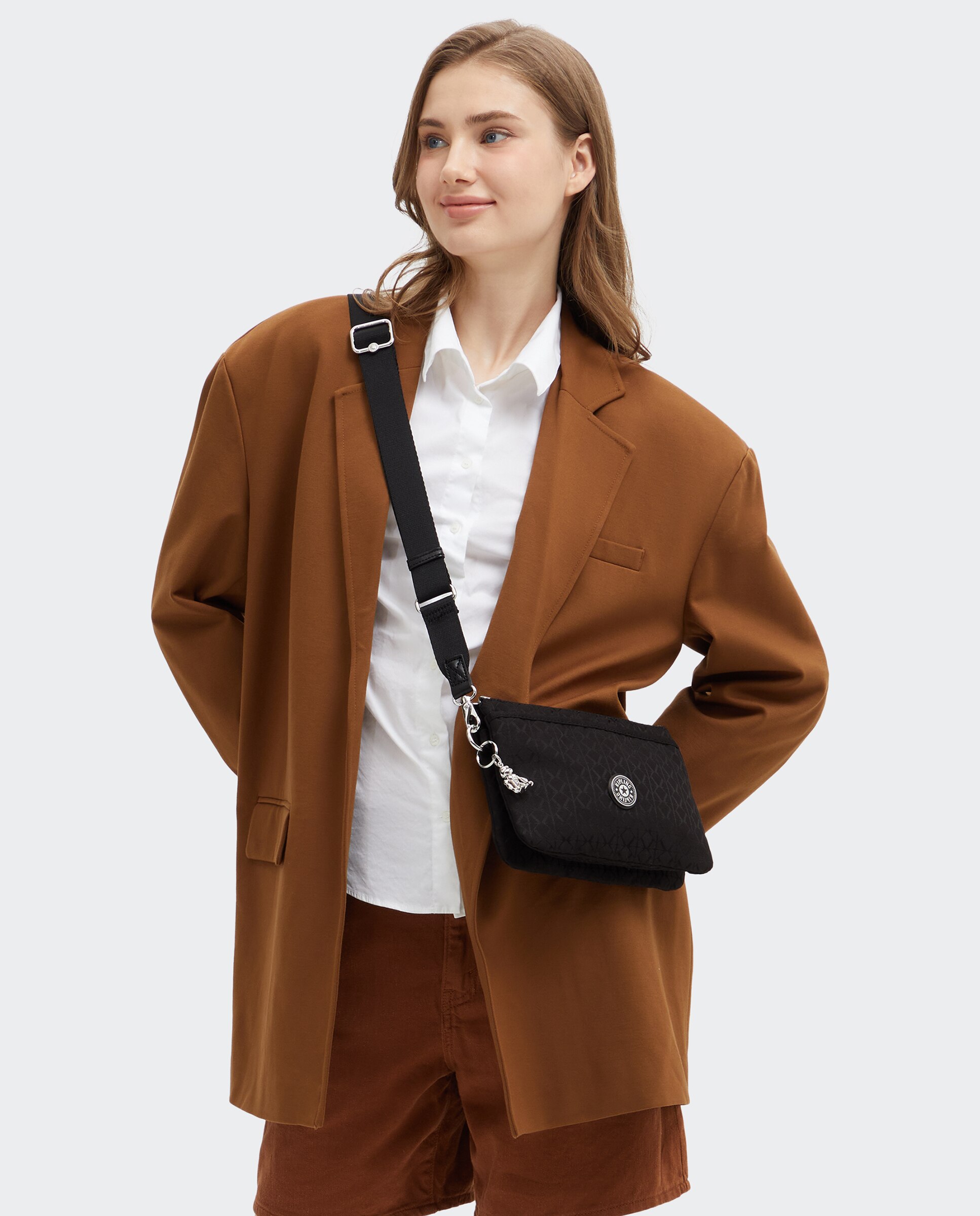Bandolera de mujer pequeña con cremallera y correa extraíble - Kipling - Negro Negro-3