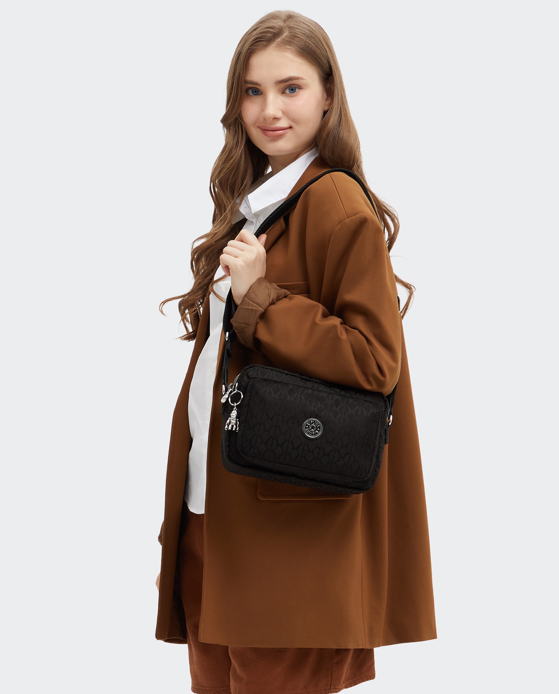 Bandolera de mujer mediana con correa ajustable para el hombro - Kipling - Negro Negro-2