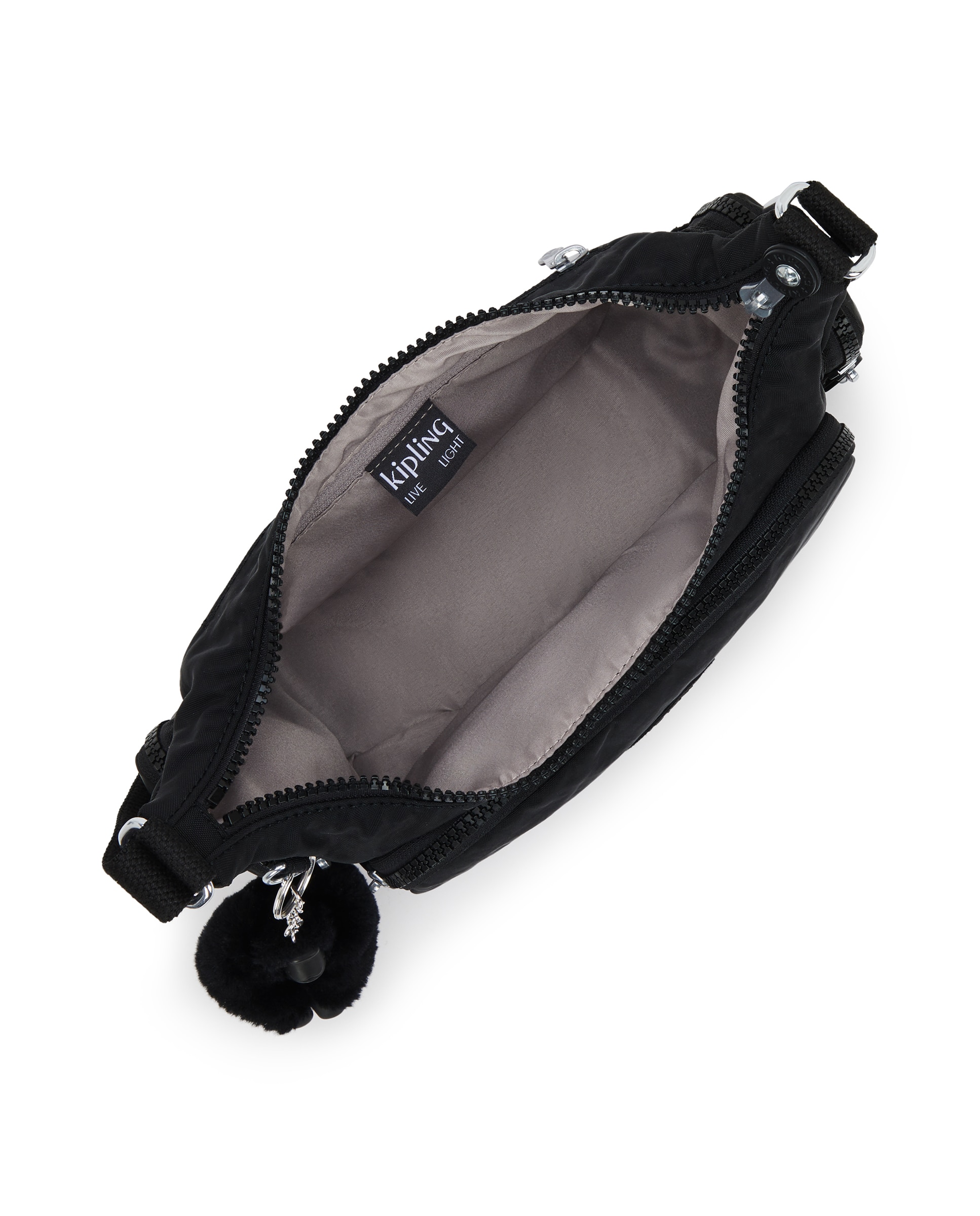 Bandolera de mujer pequeña con cremallera y bolsillos exteriores - Kipling - Negro Negro-2