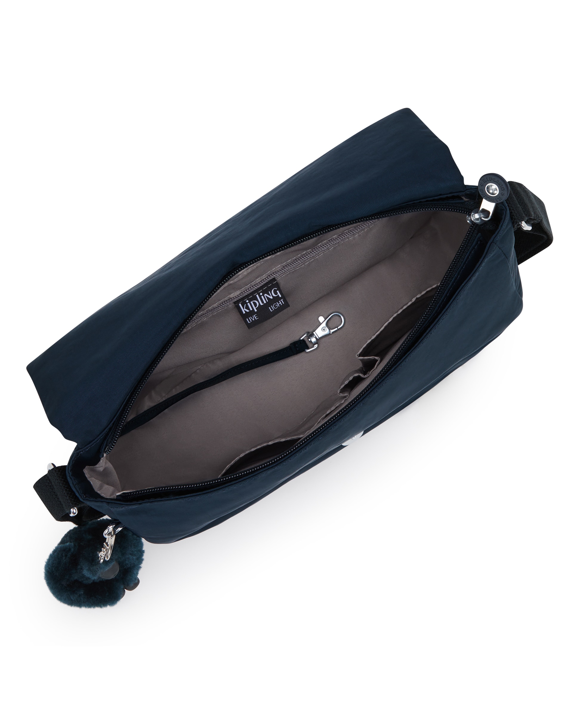 Bandolera de mujer mediana son solapa y llavero - Kipling - Azul marino Azul marino-2
