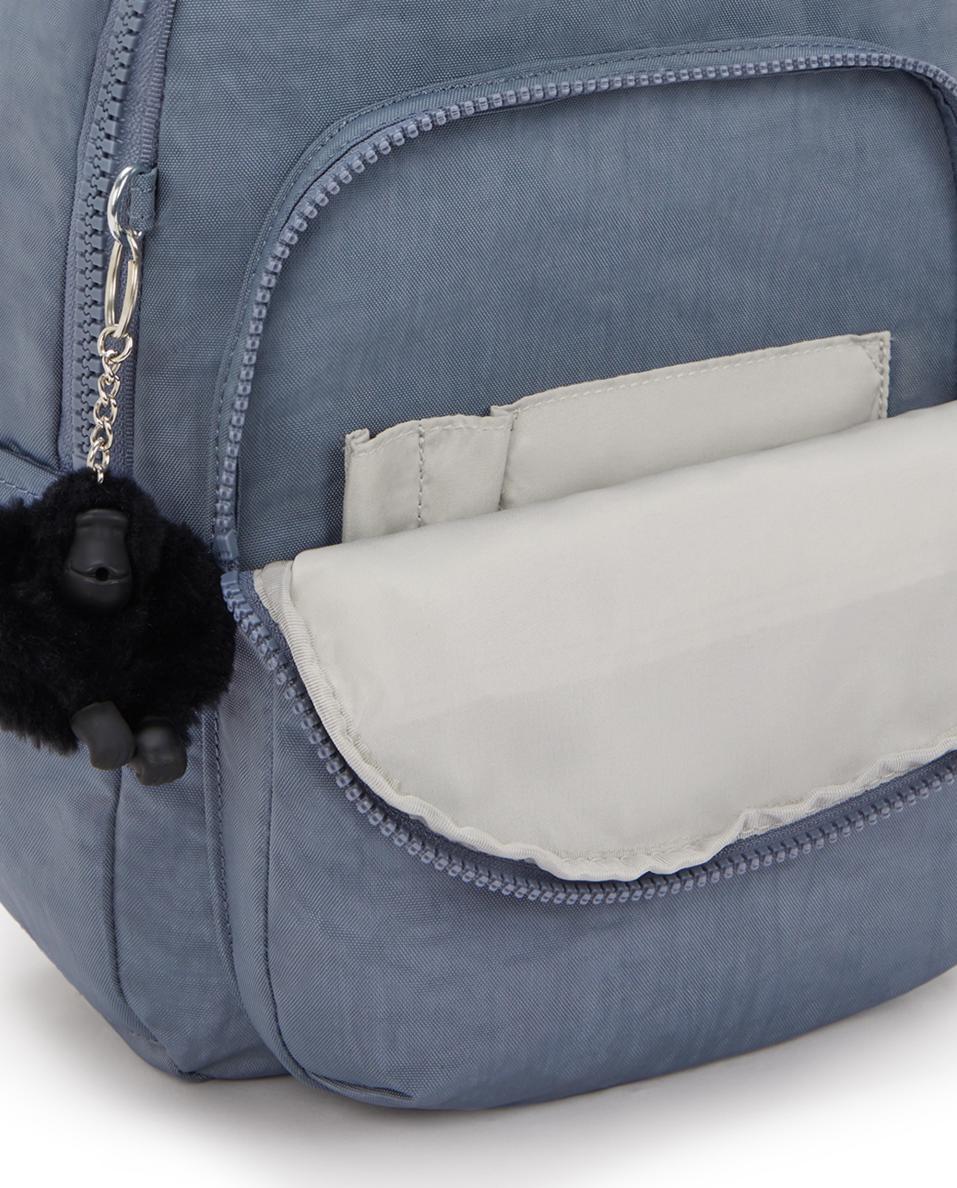 Mochila de mujer pequeña con cremallera y funda para tablet - Kipling - Azul grisáceo Azul grisáceo-5