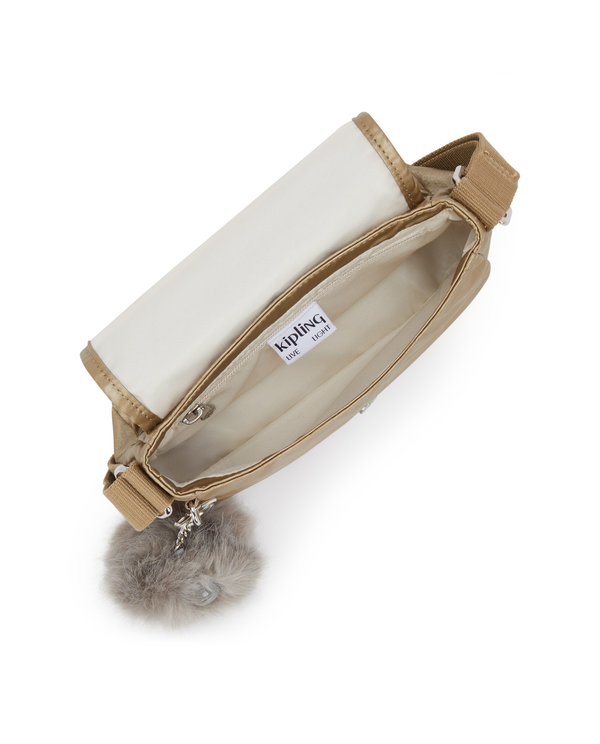 Bandolera de mujer pequeña con solapa - Kipling - Oro Oro-2