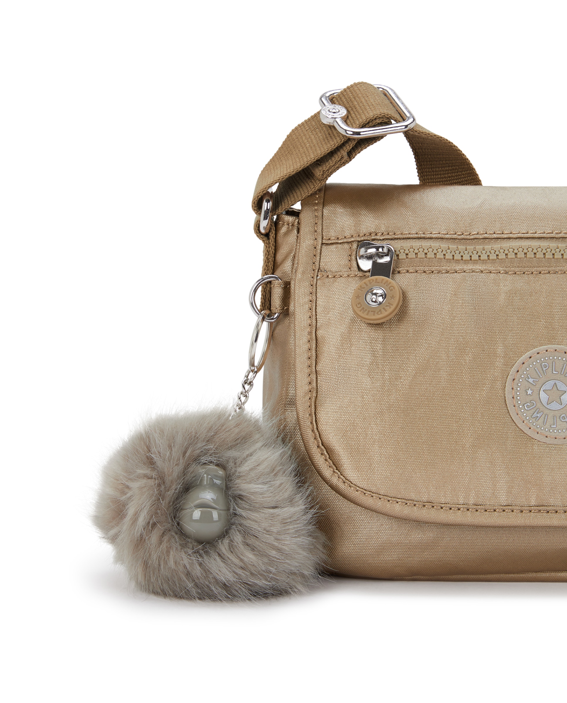 Bandolera de mujer pequeña con solapa - Kipling - Oro Oro-5