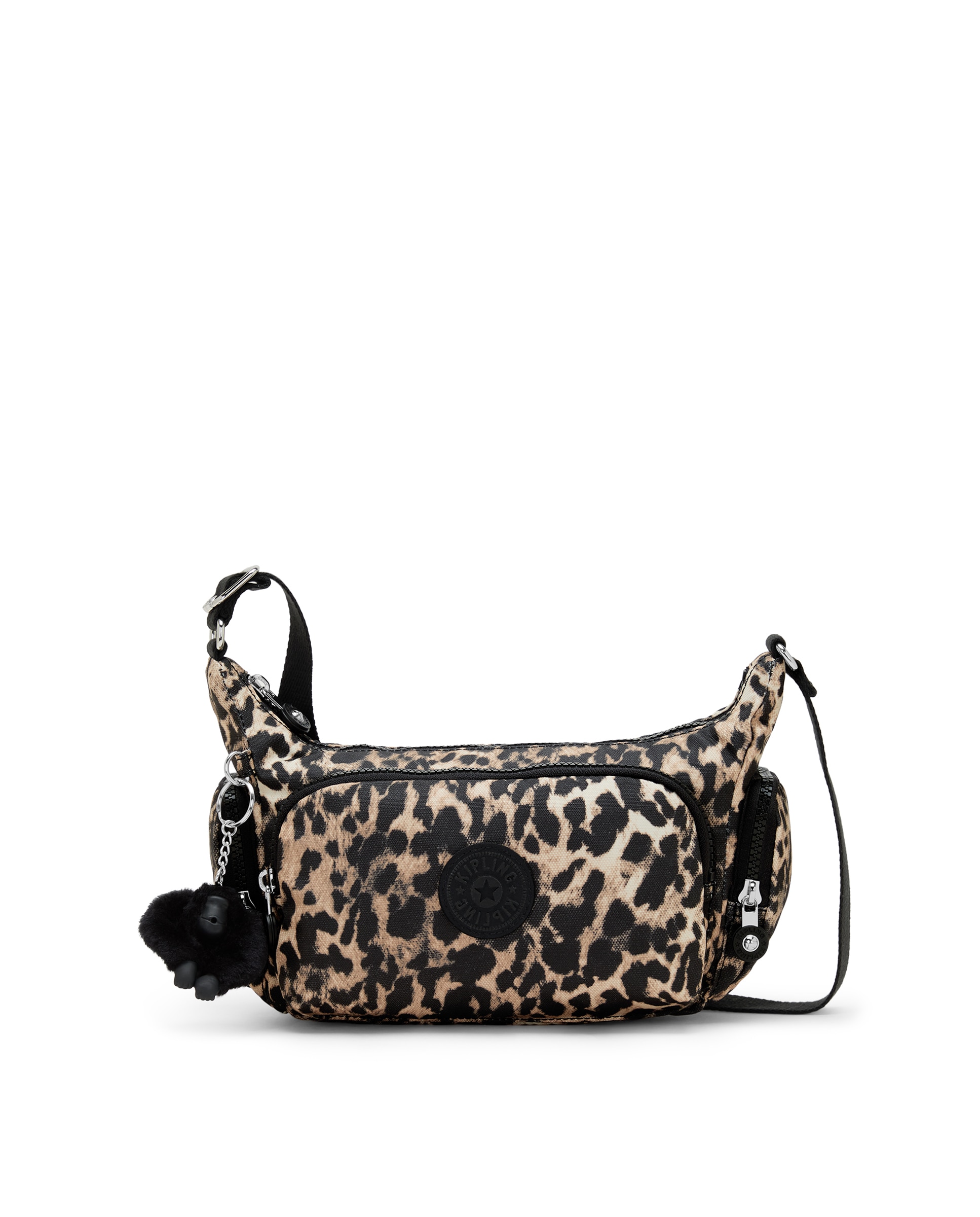 Bandolera pequeña de mujer con bolsillos externos y asa regulable - Kipling - Negro / Natural Negro / Natural-1