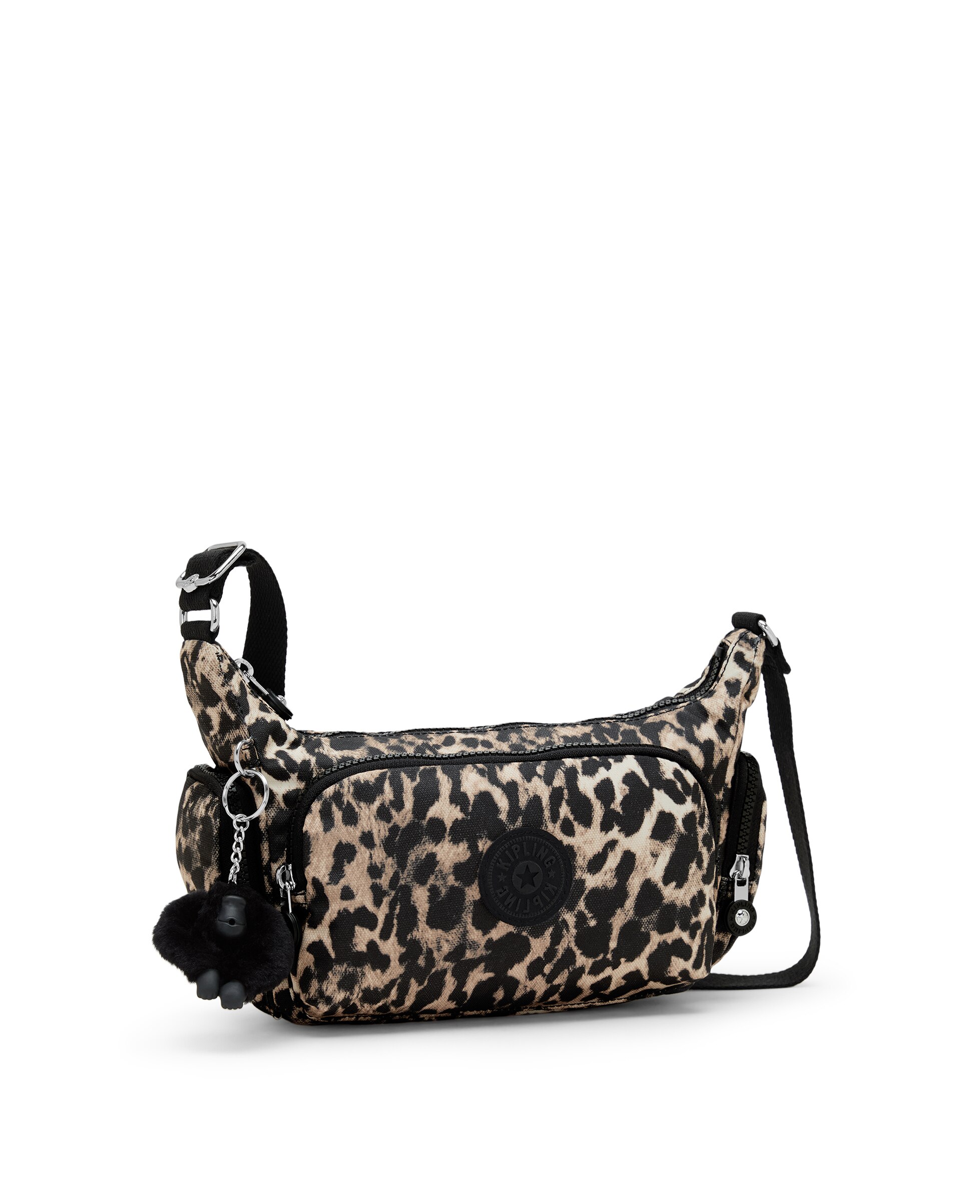 Bandolera pequeña de mujer con bolsillos externos y asa regulable - Kipling - Negro / Natural Negro / Natural-4