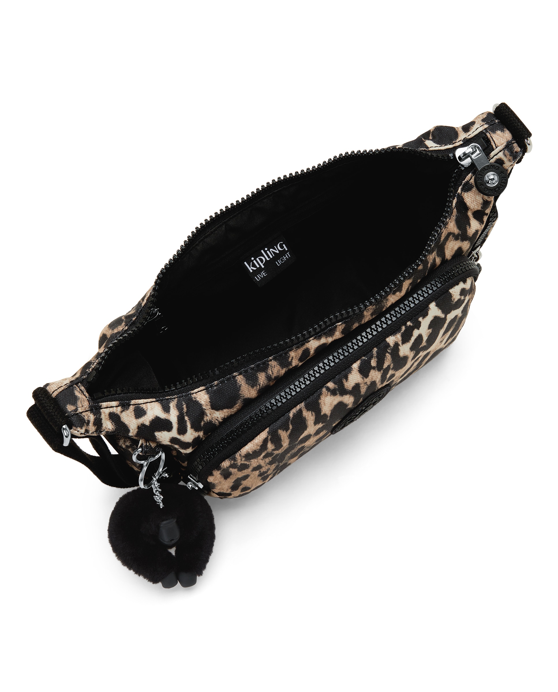 Bandolera pequeña de mujer con bolsillos externos y asa regulable - Kipling - Negro / Natural Negro / Natural-5