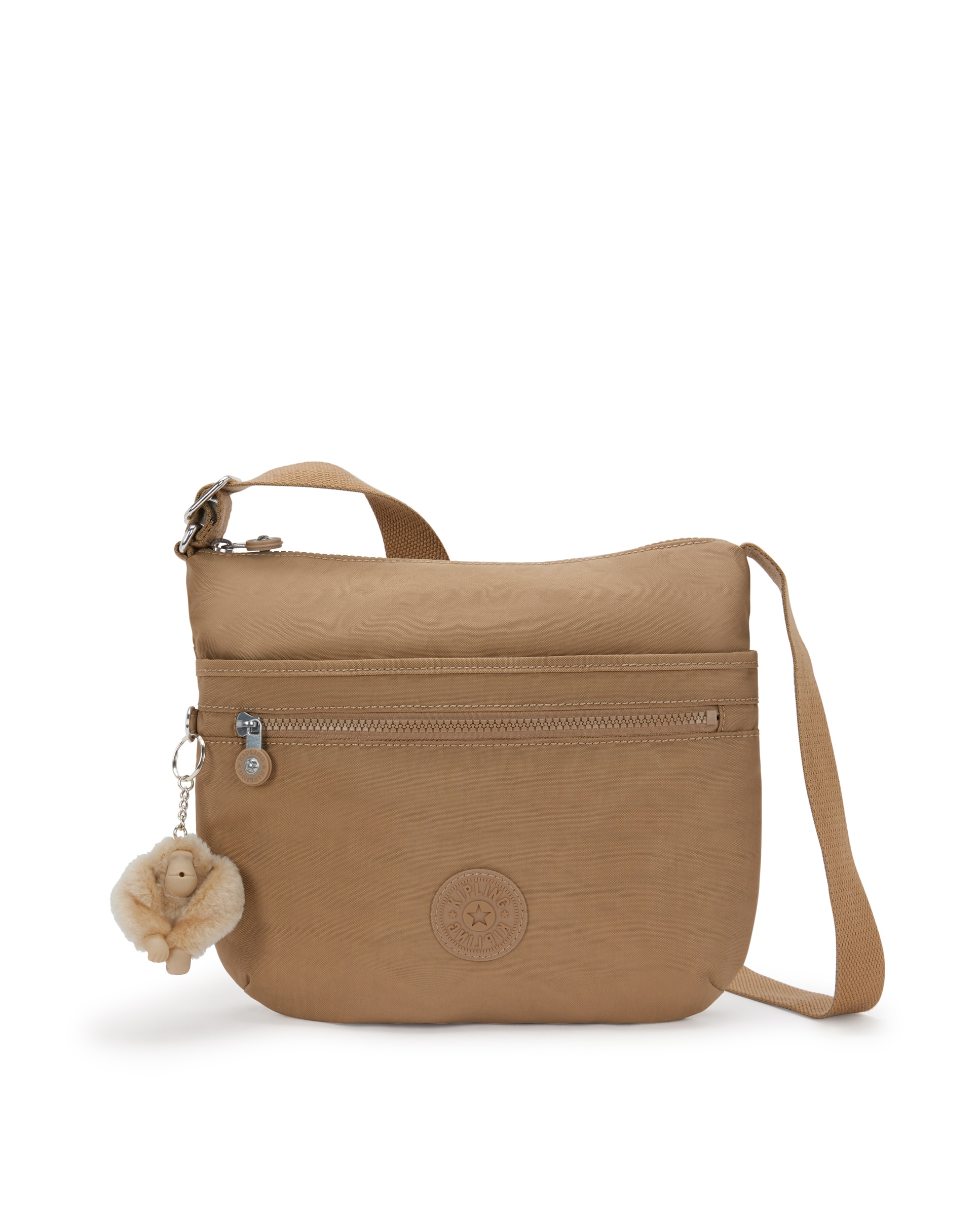 Bandolera de mujer mediana con cremallera y llavero - Kipling - Caramelo Caramelo-1