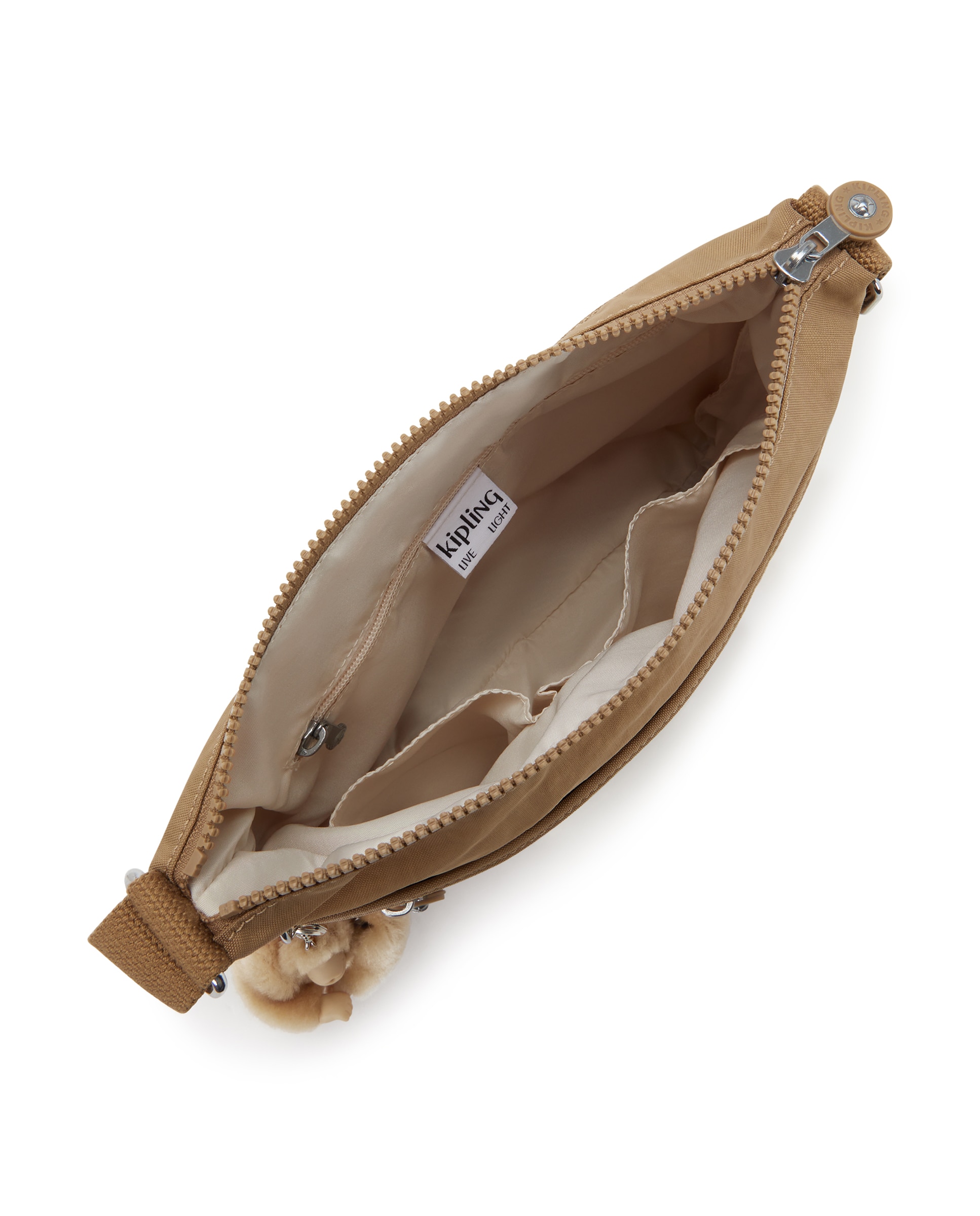 Bandolera de mujer mediana con cremallera y llavero - Kipling - Caramelo Caramelo-2