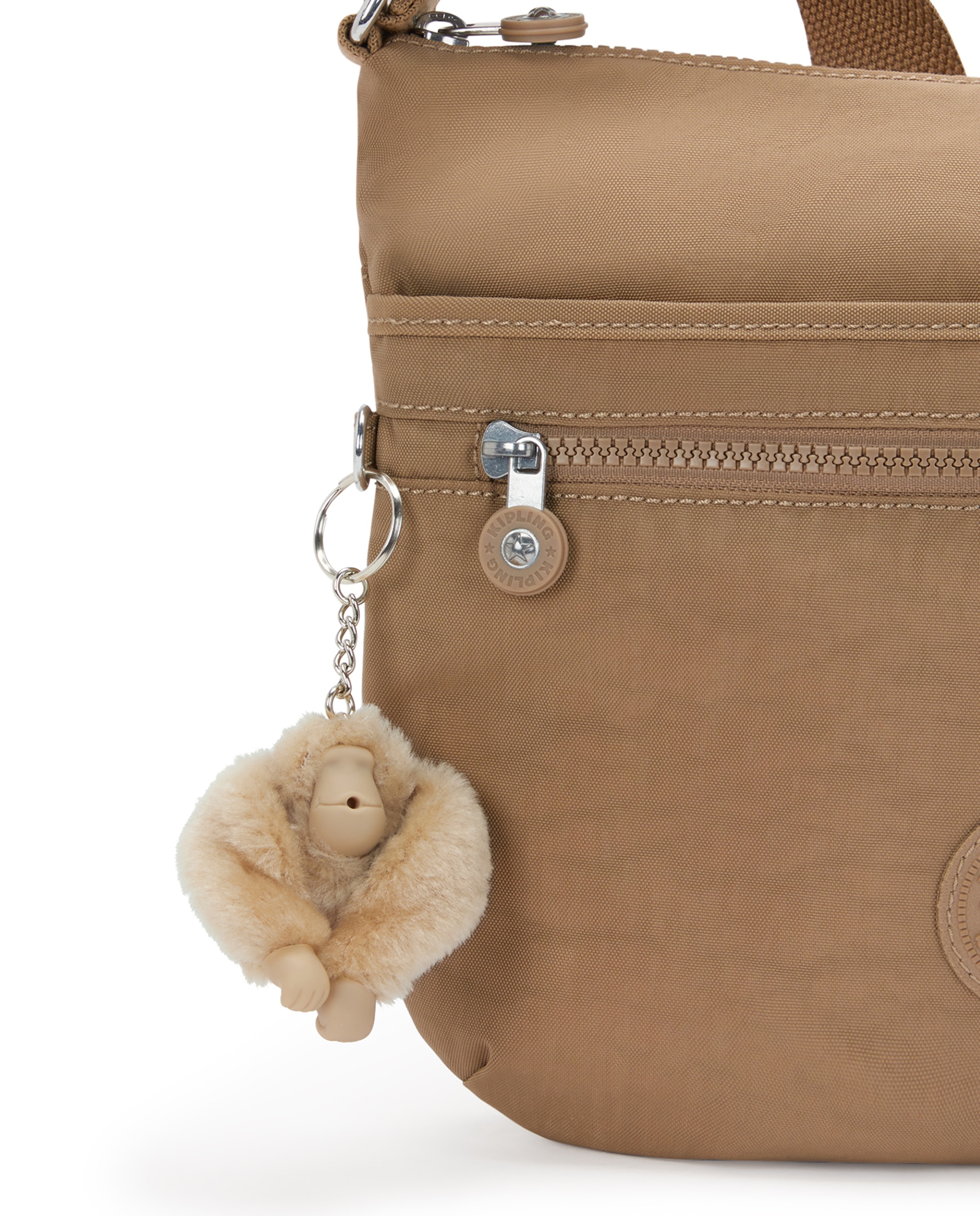 Bandolera de mujer mediana con cremallera y llavero - Kipling - Caramelo Caramelo-5