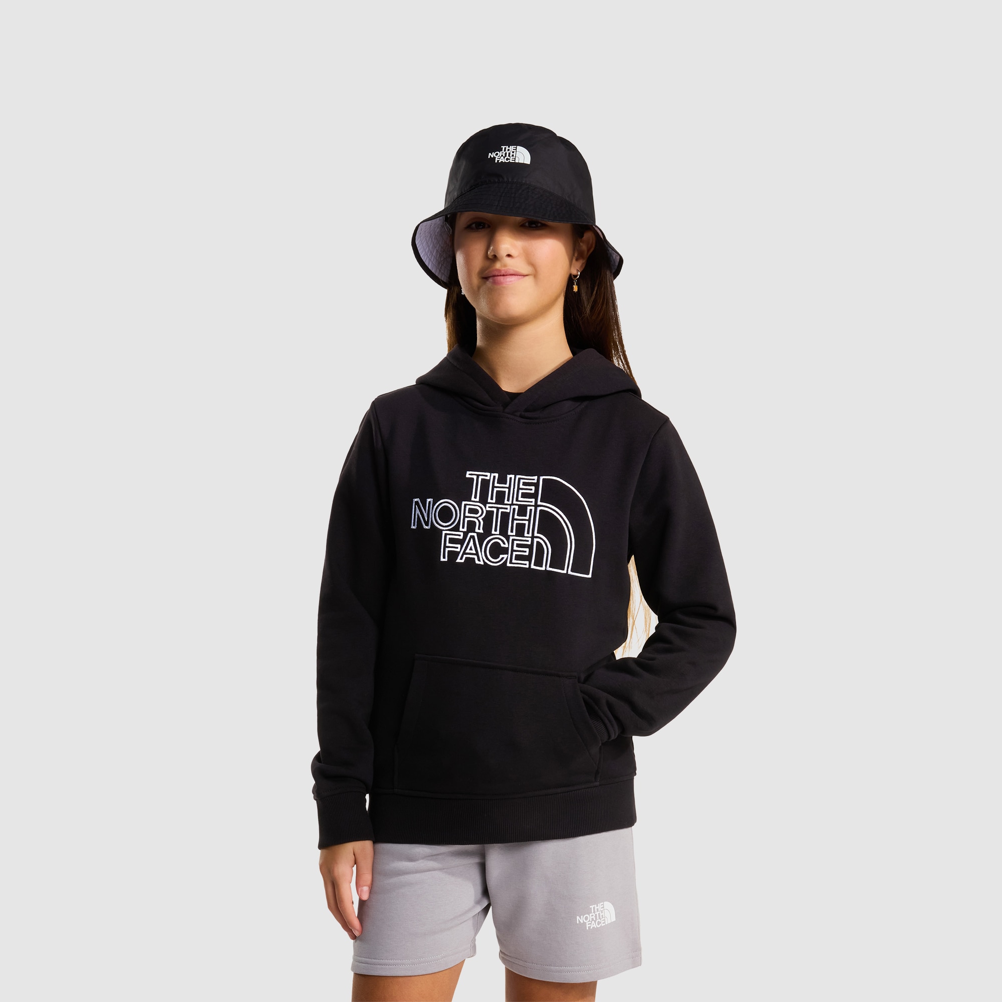 Imagen 0 de Sudadera recta y ligera con capucha de niños Drew Peak The North Face Negro