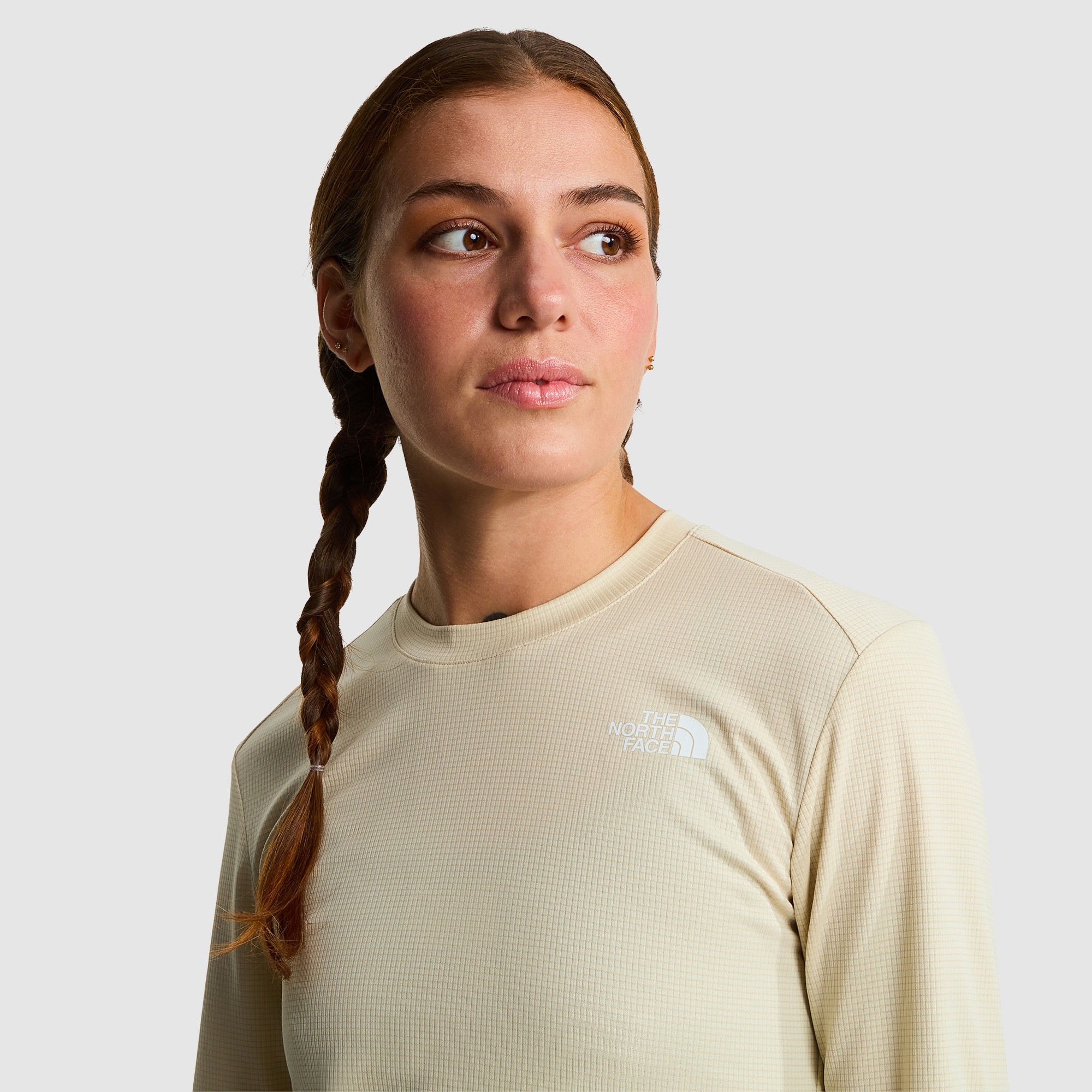 Camiseta de manga larga para mujer Shadow The North Face - Beige / Blanco Beige / Blanco-5