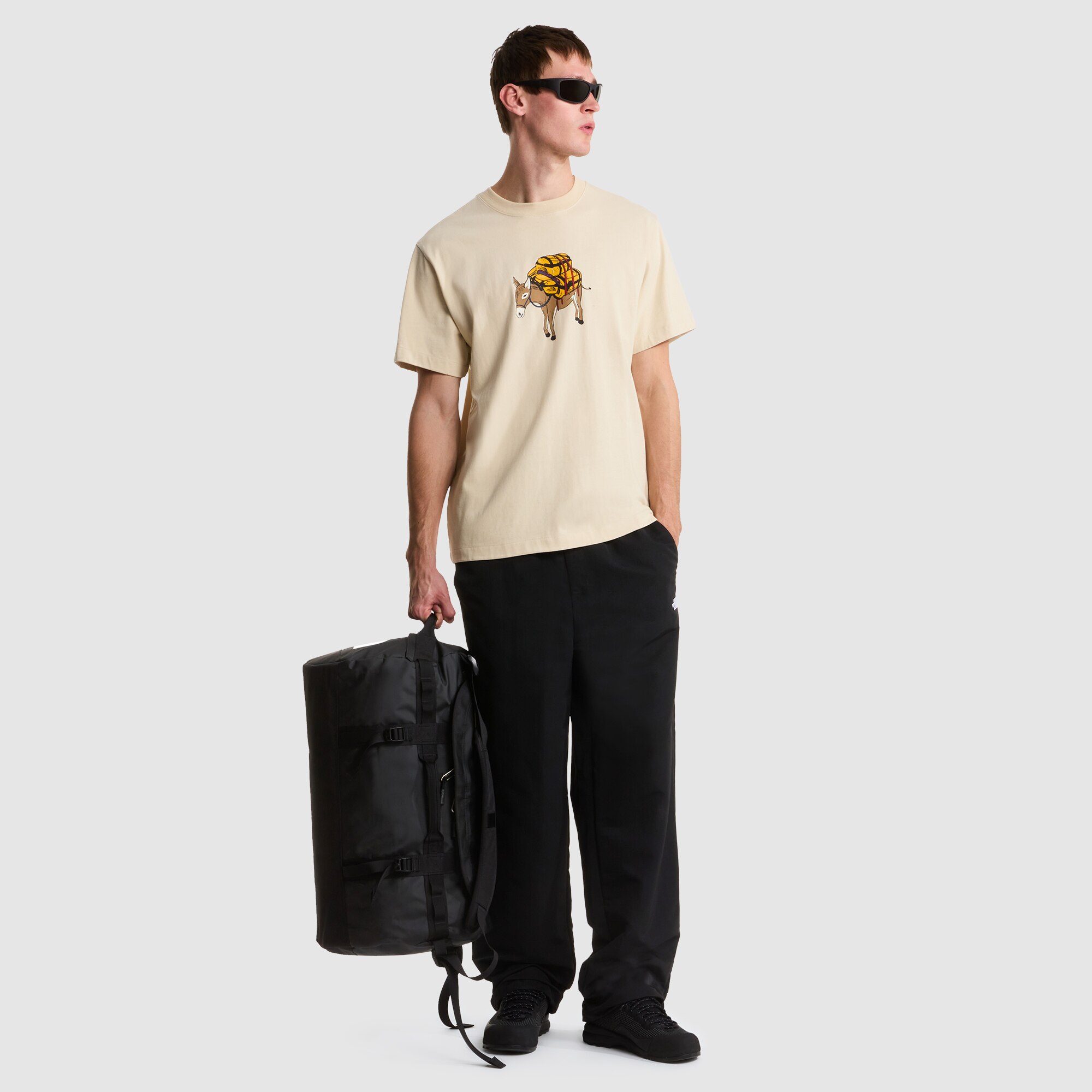 Camiseta holgada con estampado para hombre Donkey Taxi The North Face - Beige Beige-2